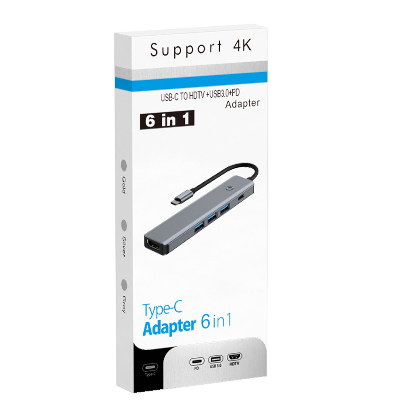 Adaptador de concentrador de interfaz 5 en 1 TYPE-C USB3.0 HDMI PD100W para MacBook iPad Pro
