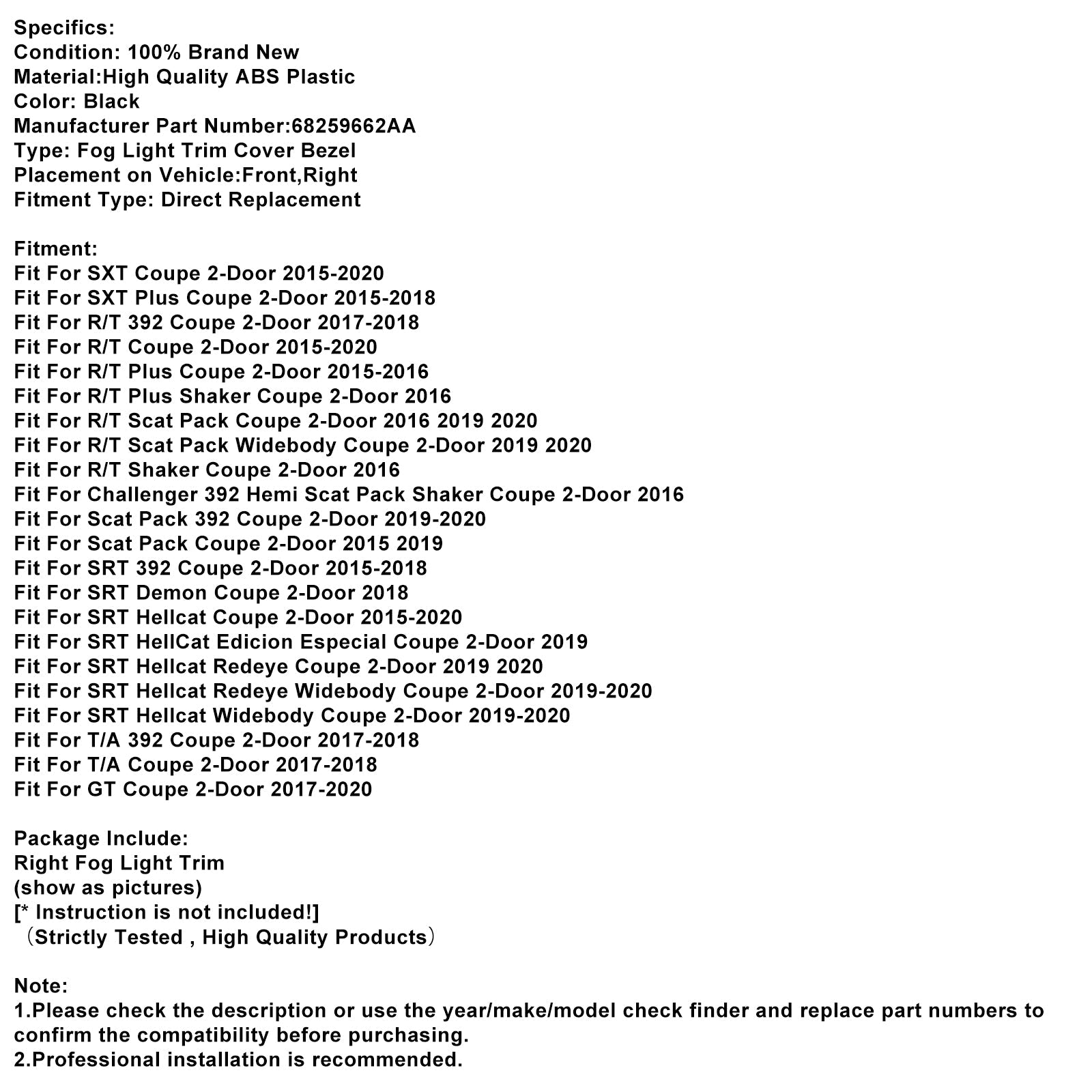 Fire Fire Fire Fire a la derecha para Dodge Challenger 2015-2021 68259662aa