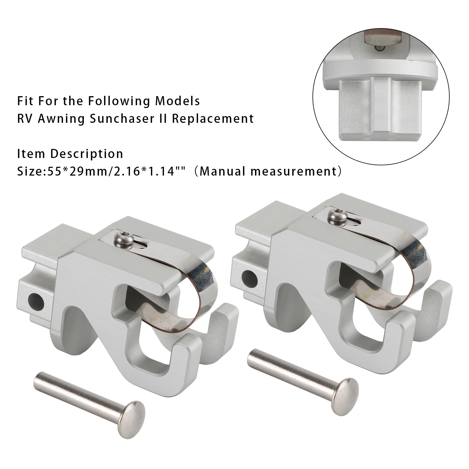 2 piezas de fijación de viga de aluminio satinado para toldo Dometic SUNCHASER II