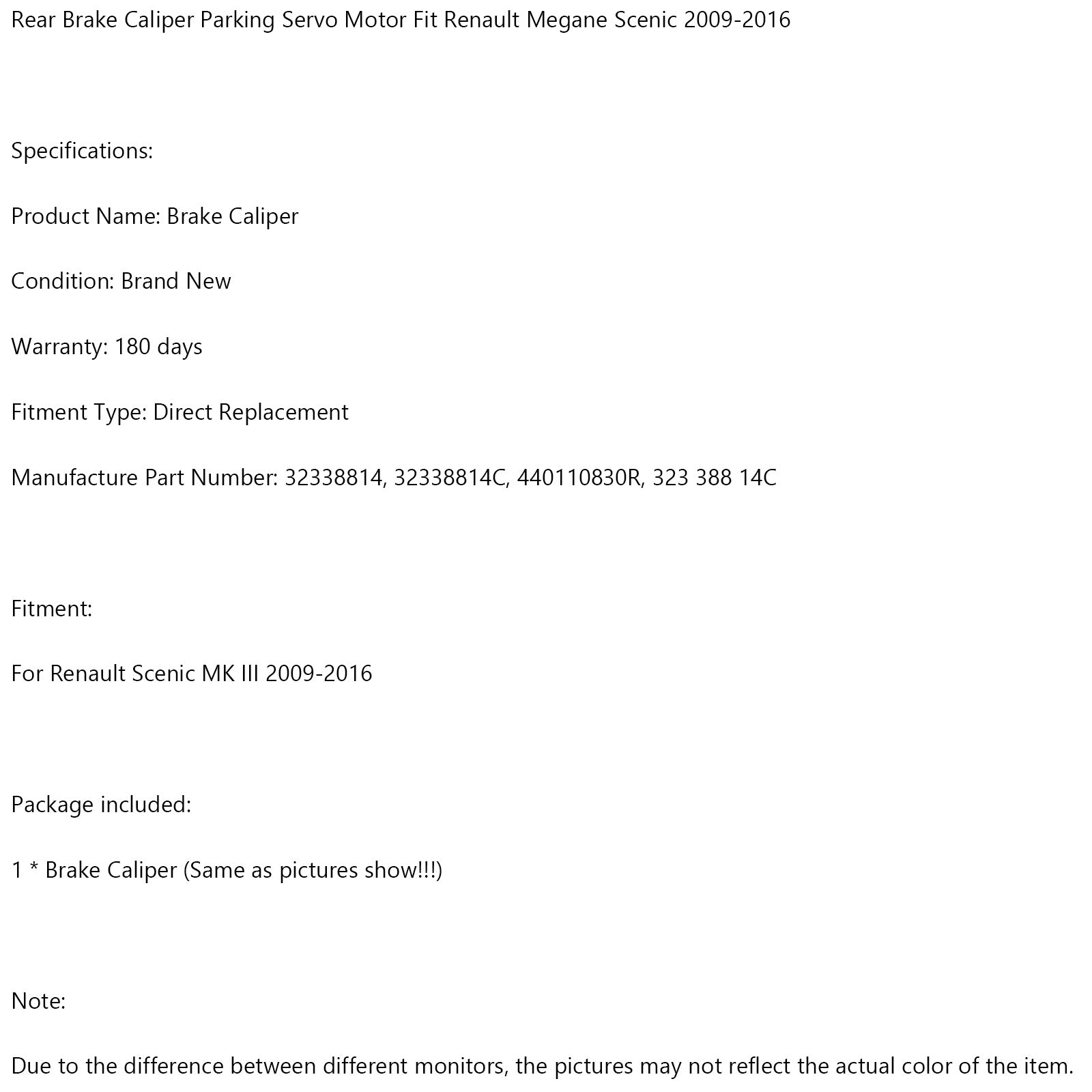 Servomotore di parcheggio pinza freno posteriore per Renault Megane Scenic 2009-2016