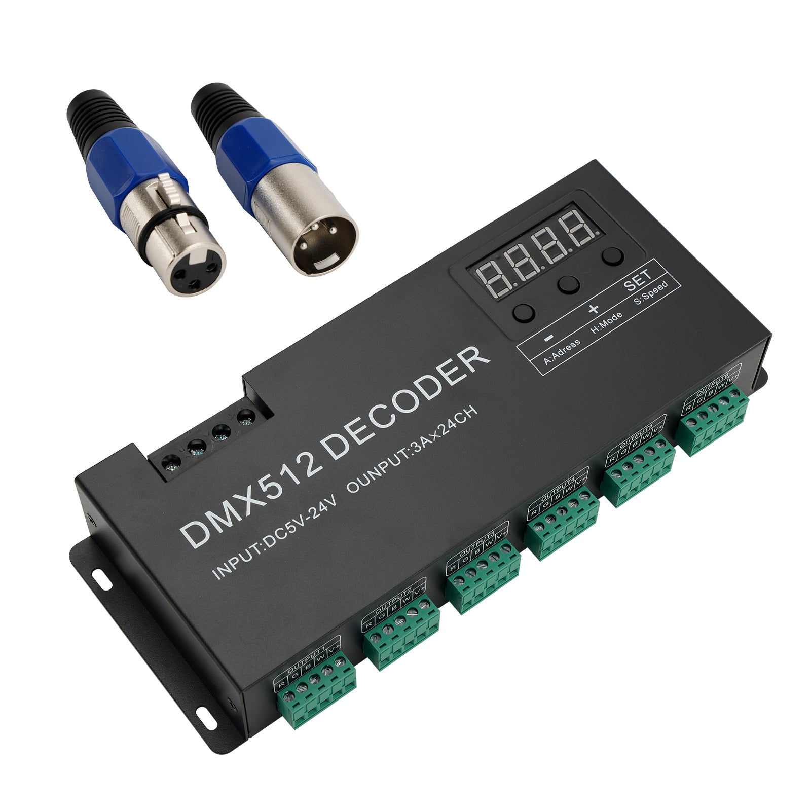 24 canales RGBW PWM DMX 512 decodificador atenuador controlador de luz de tira LED