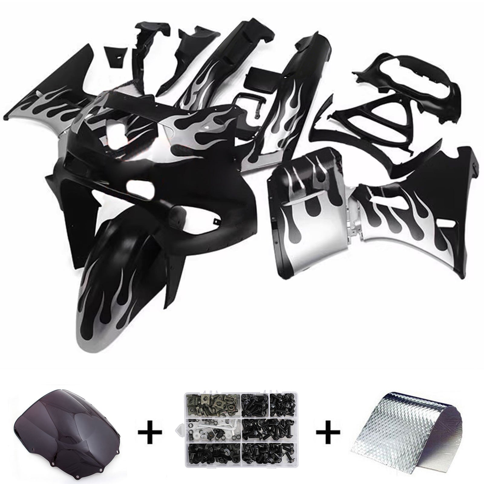 Kit de carénage en plastique ABS injecté compatible avec Kawasaki ZZR400 1993-2007 ZZR600 1998-2003