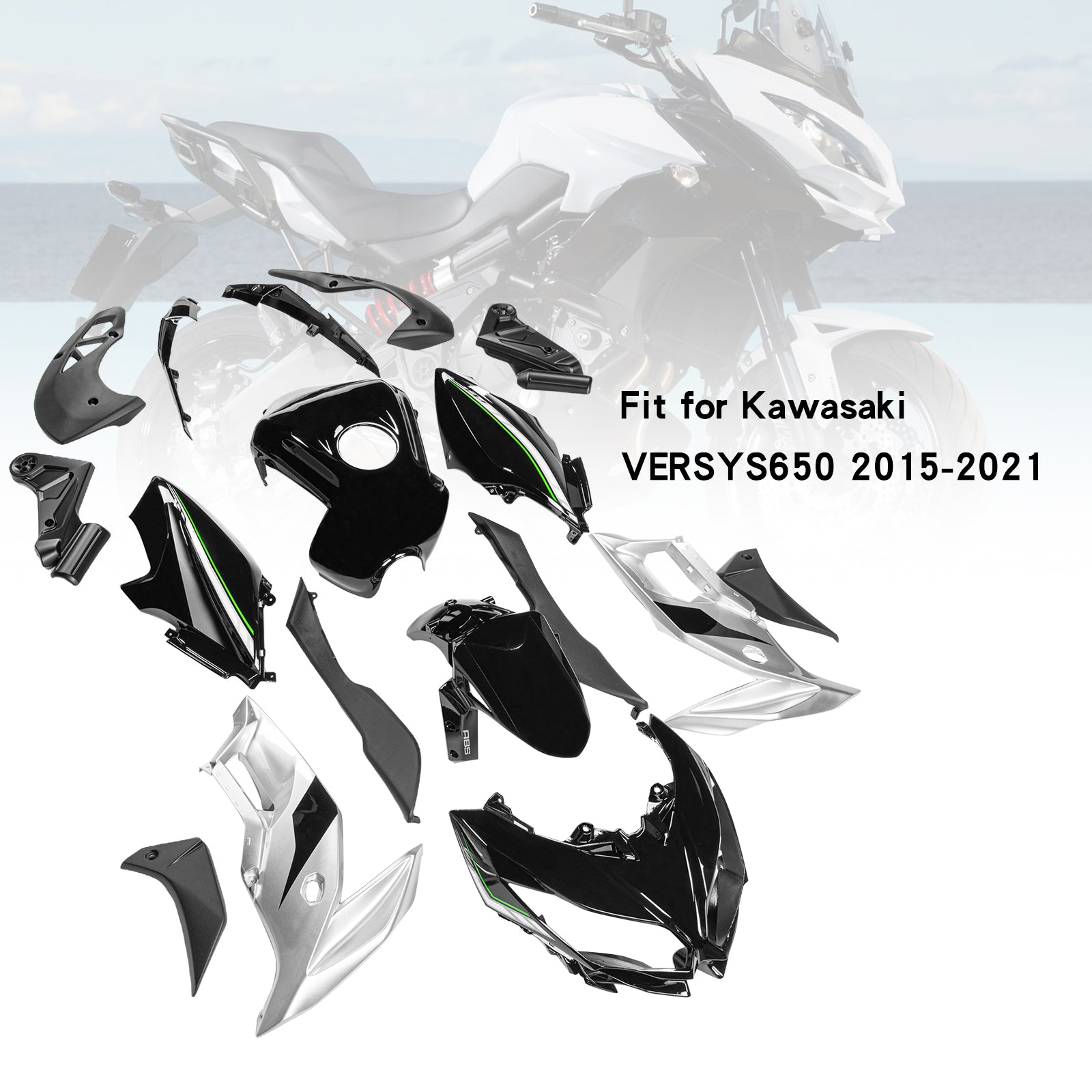 Carénage de carrosserie en plastique ABS d'injection adapté à Kawasaki VERSYS650 2015-2021 05#