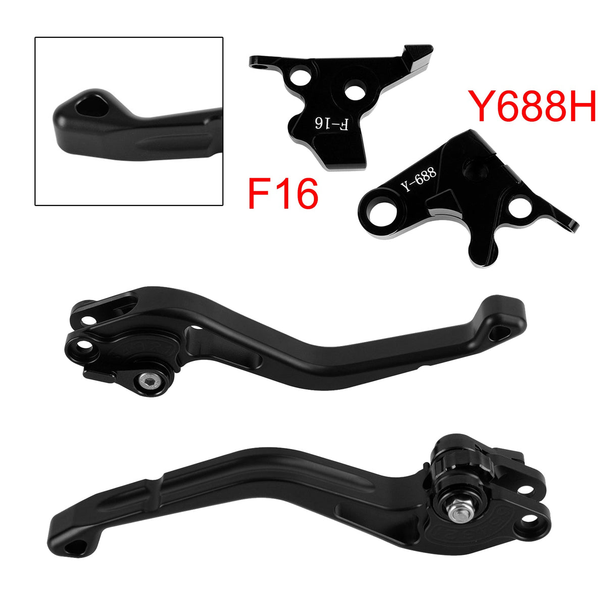Nouveau levier de frein et d'embrayage court compatible avec Yamaha FZ6 FAZER XSR 700 900 ABS Noir