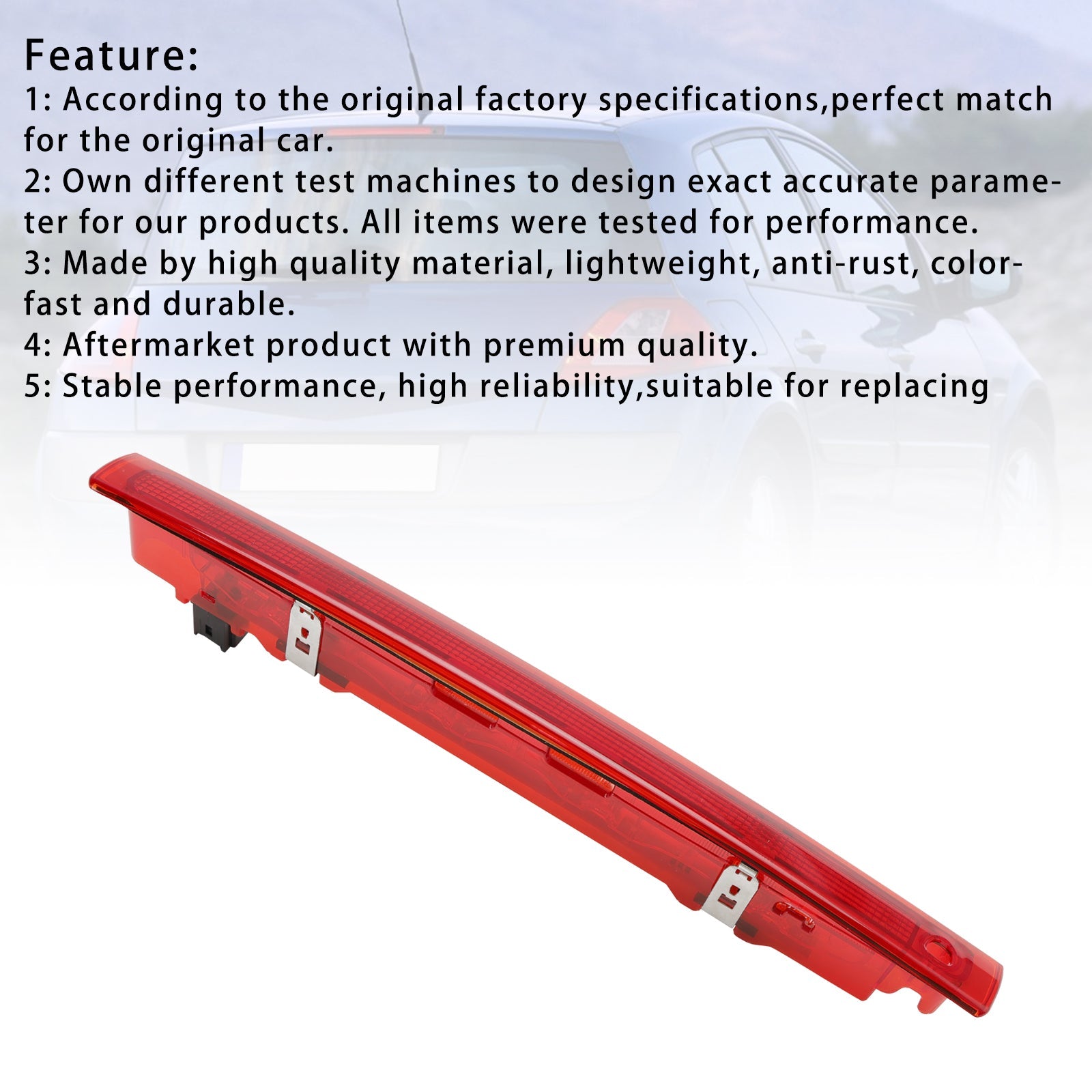 Korkean tason LED-jarruvalo Renault Megane Mk2 Viistoperä 2002-2009 Taka kolmas kolmas jarruvalo 8200073239