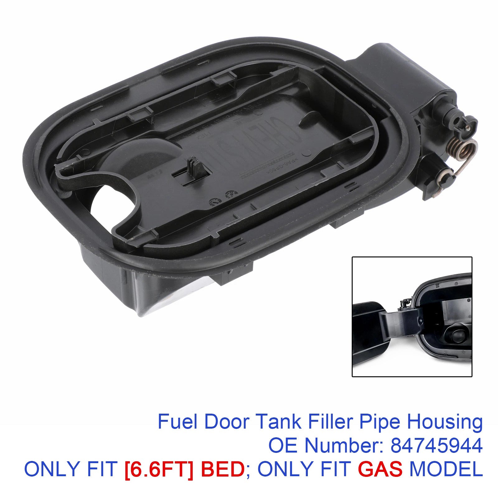 Boîtier de tuyau de remplissage de réservoir de carburant 84745944 pour Chevy Silverado 1500 6,6 pieds 19-24