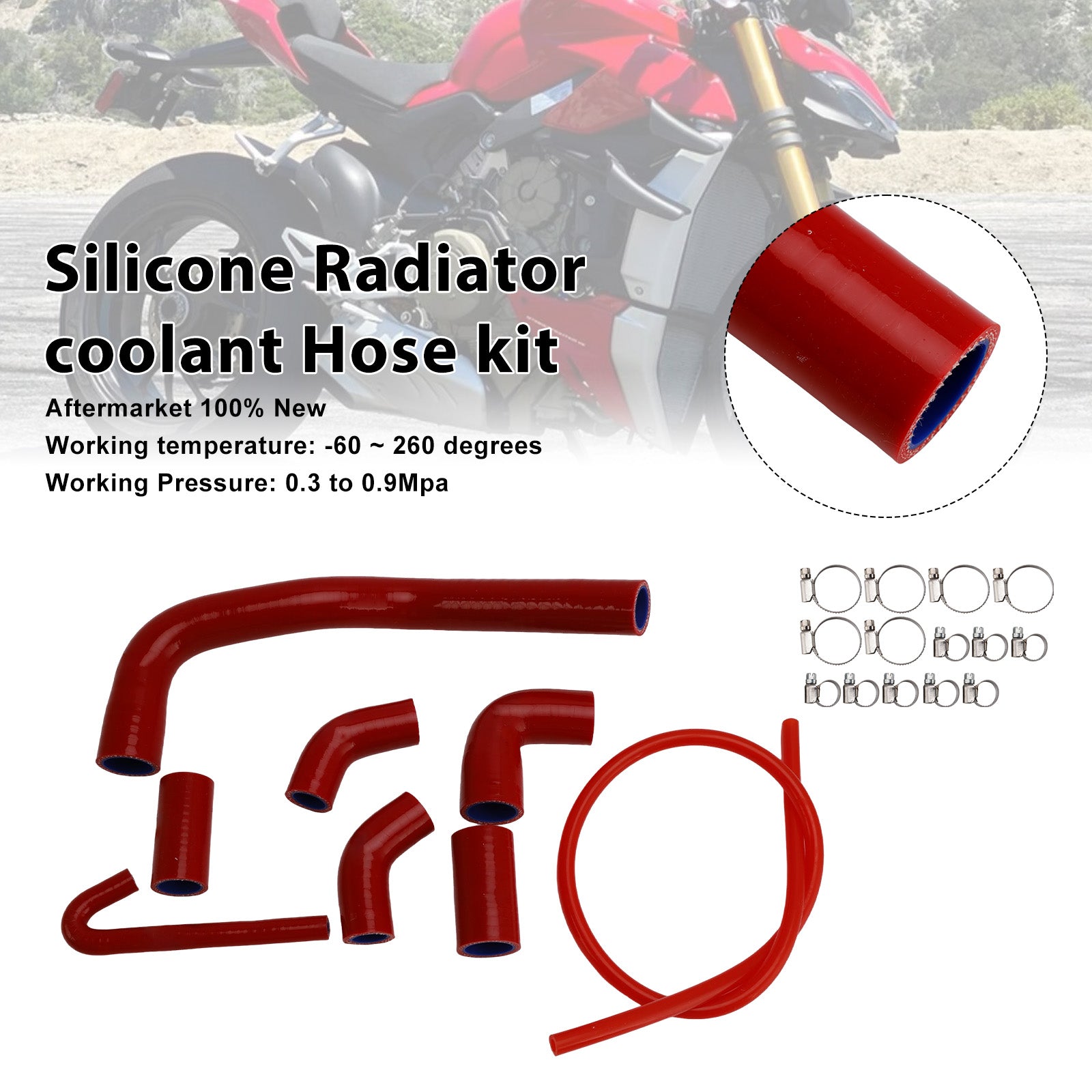 Durite de refroidissement en silicone pour radiateur Ducati Streetfighter V4 V4S (2020-2025)