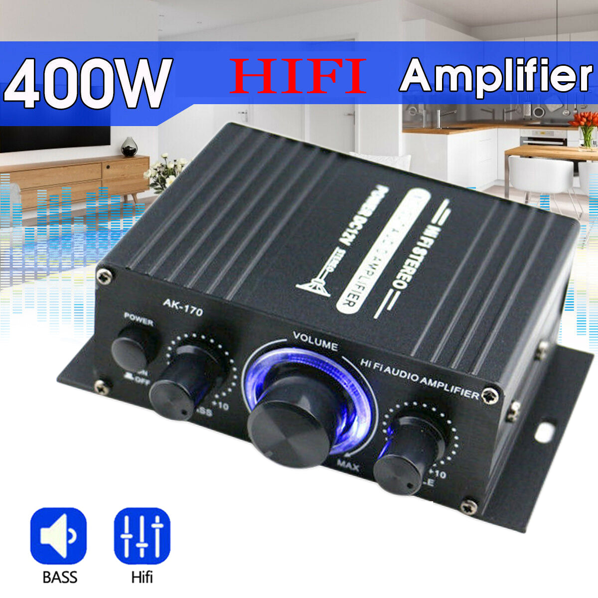 400W Hi-Fi Auto Stereo 12V Car Audio Preamps MP3 Radio Booster Diseño LED