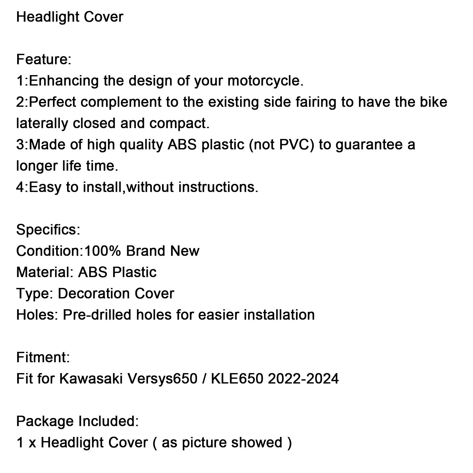 Carenado de cubierta de faro delantero para Kawasaki Versys 650 KLE650 2022-2024