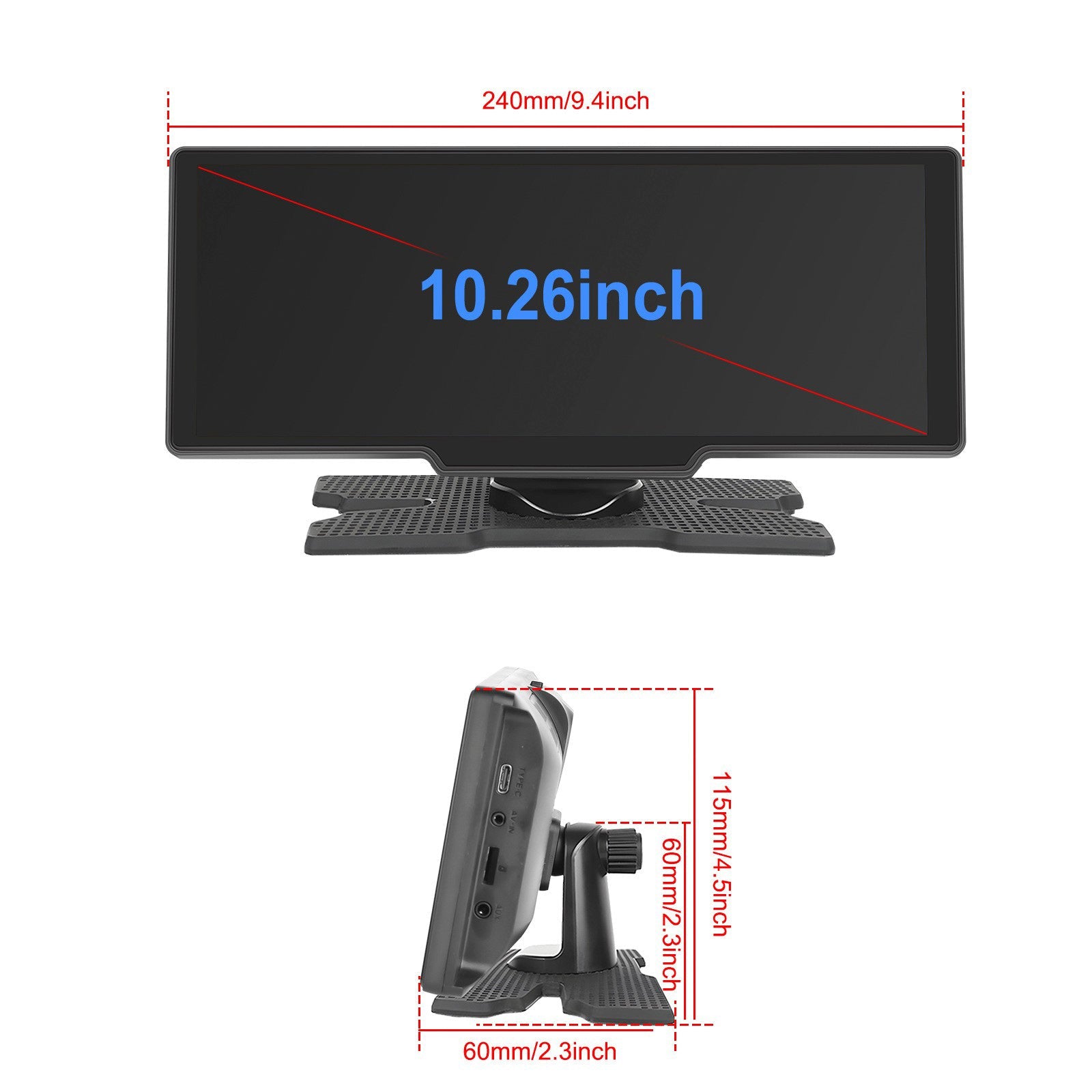 Boordnavigatiesysteem met 10,26 inch HD-scherm, CarPlay en 12 inch LED-camera.