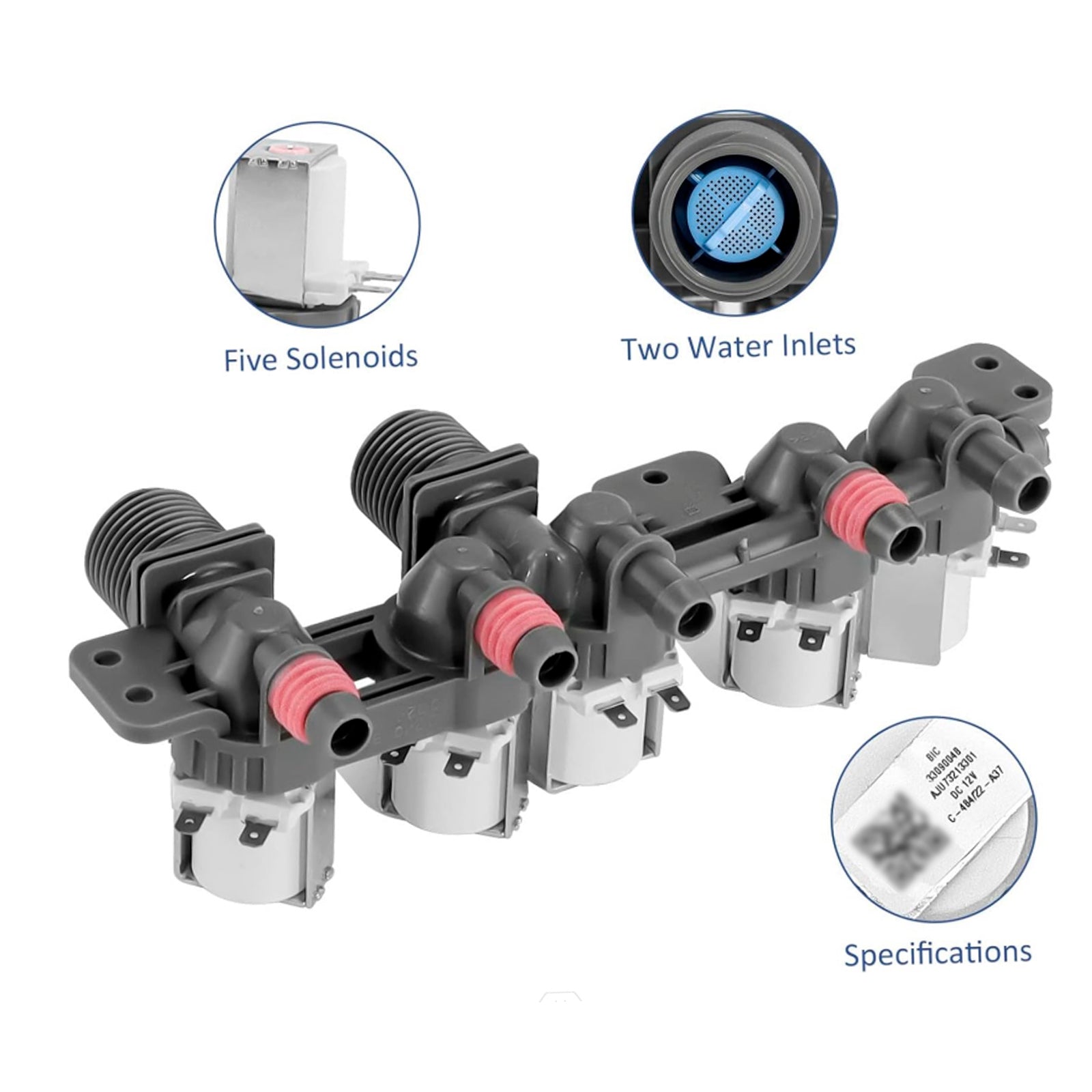 Entrada de agua de lavado a AJU73213301 para WT1101CW WT4870CW WT7200CW 5183