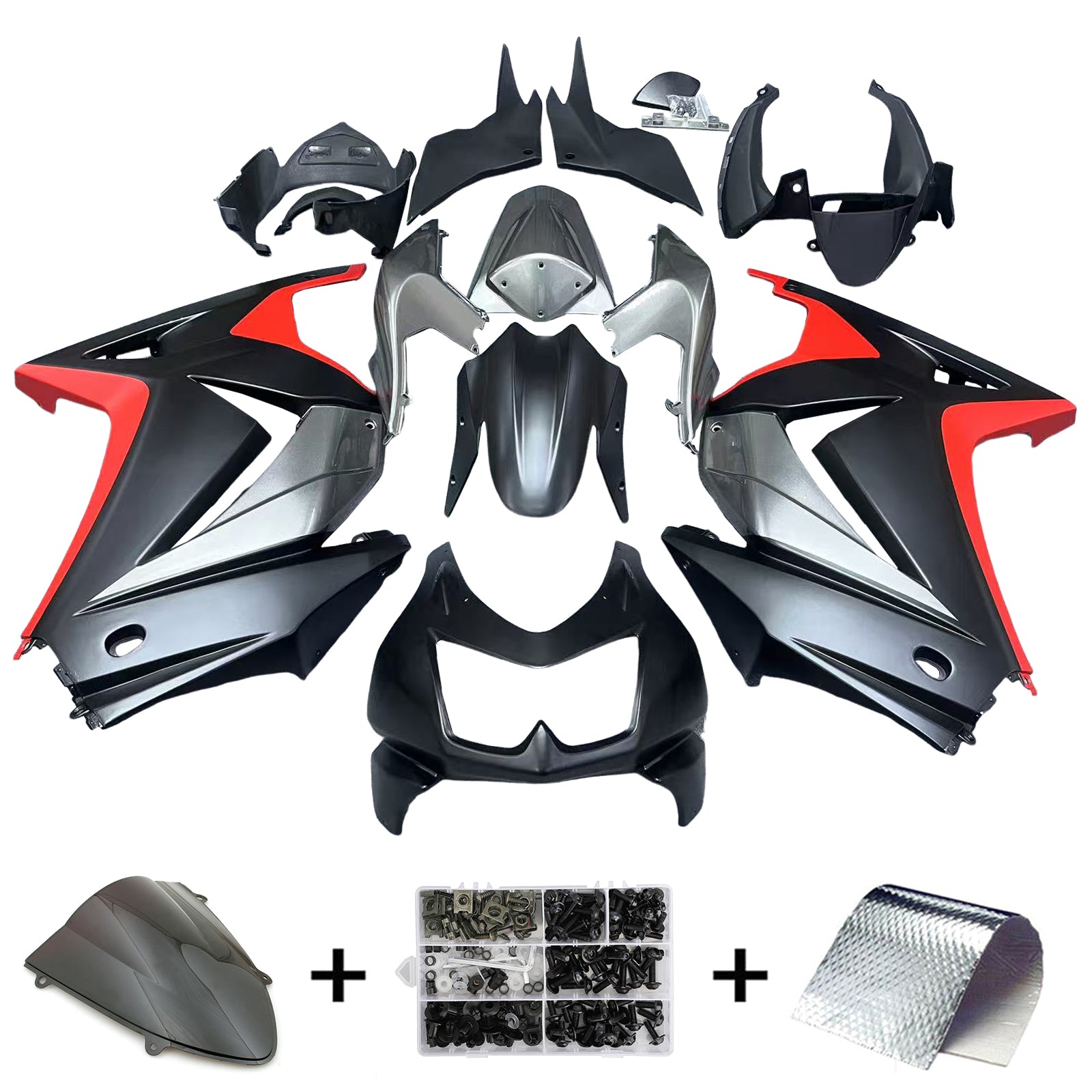 Kit de carénage par injection, carrosserie en plastique ABS, compatible avec Kawasaki EX250/Ninja250R 2008-2012