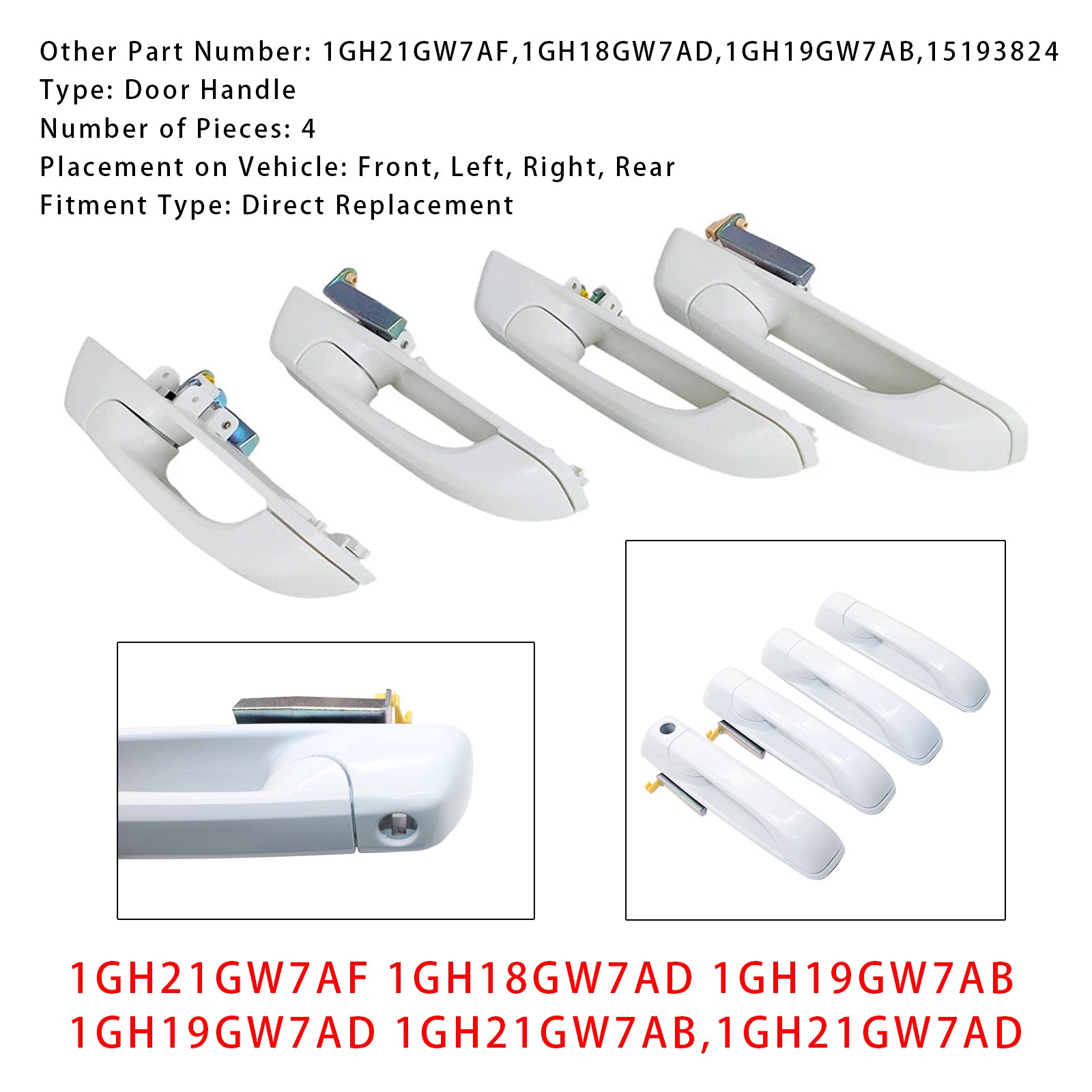 Maniglie delle porte per Dodge Ram 1500, 2500 e 3500 (2012-2018), 4 camere