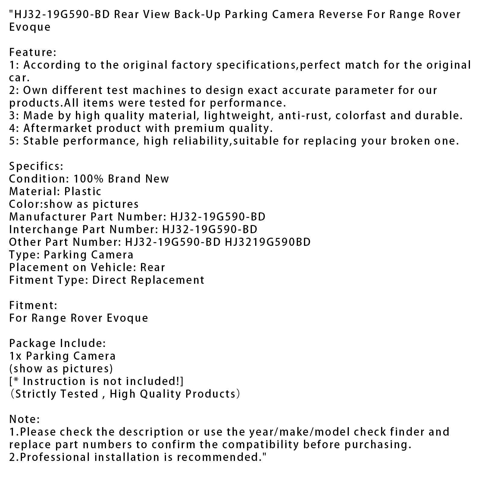 Oververska kamera za Range Rover Evoque HJ32-19G590-BD