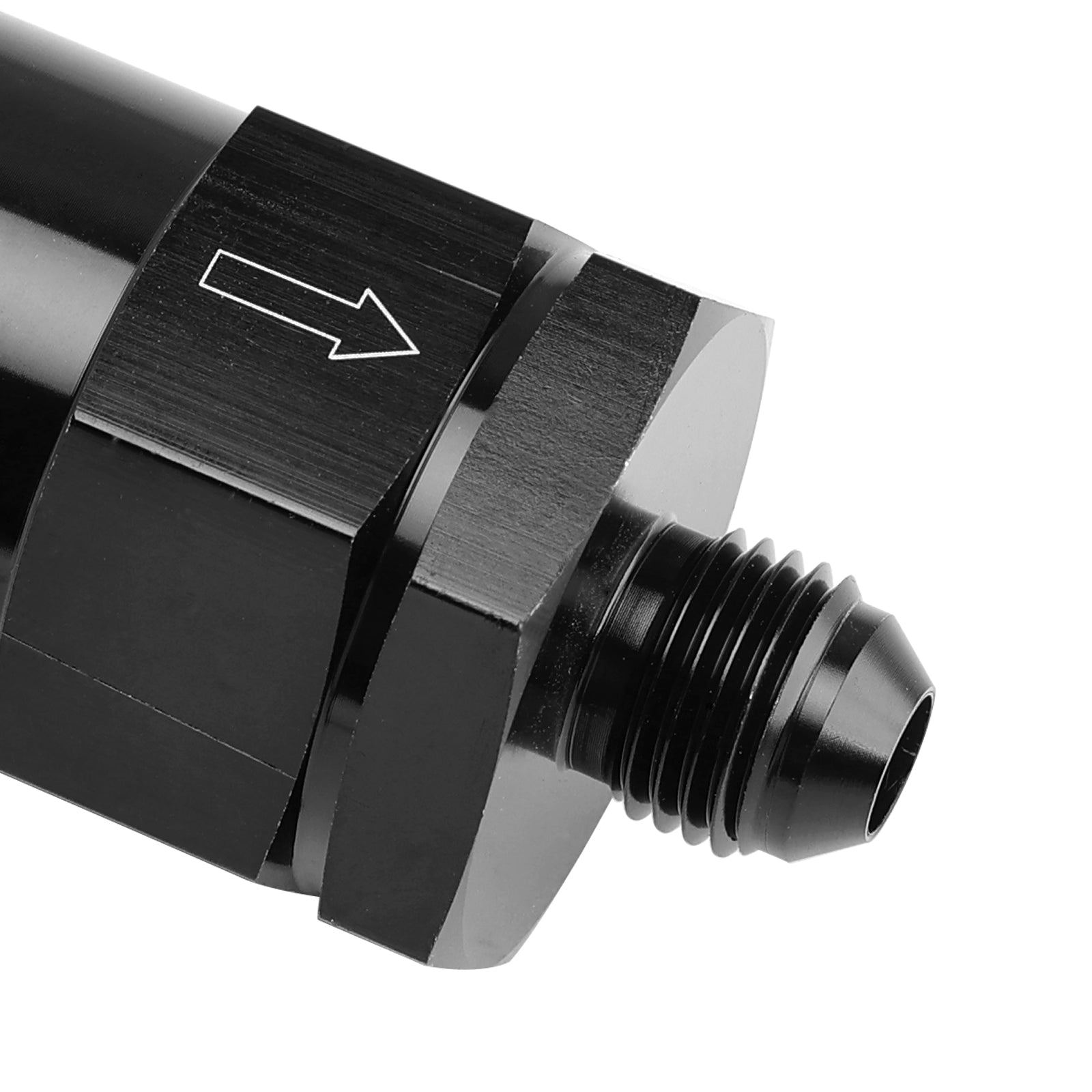Adaptateur de filtre en ligne AN6 noir pour systèmes de carburant avec élément filtrant de 30 microns