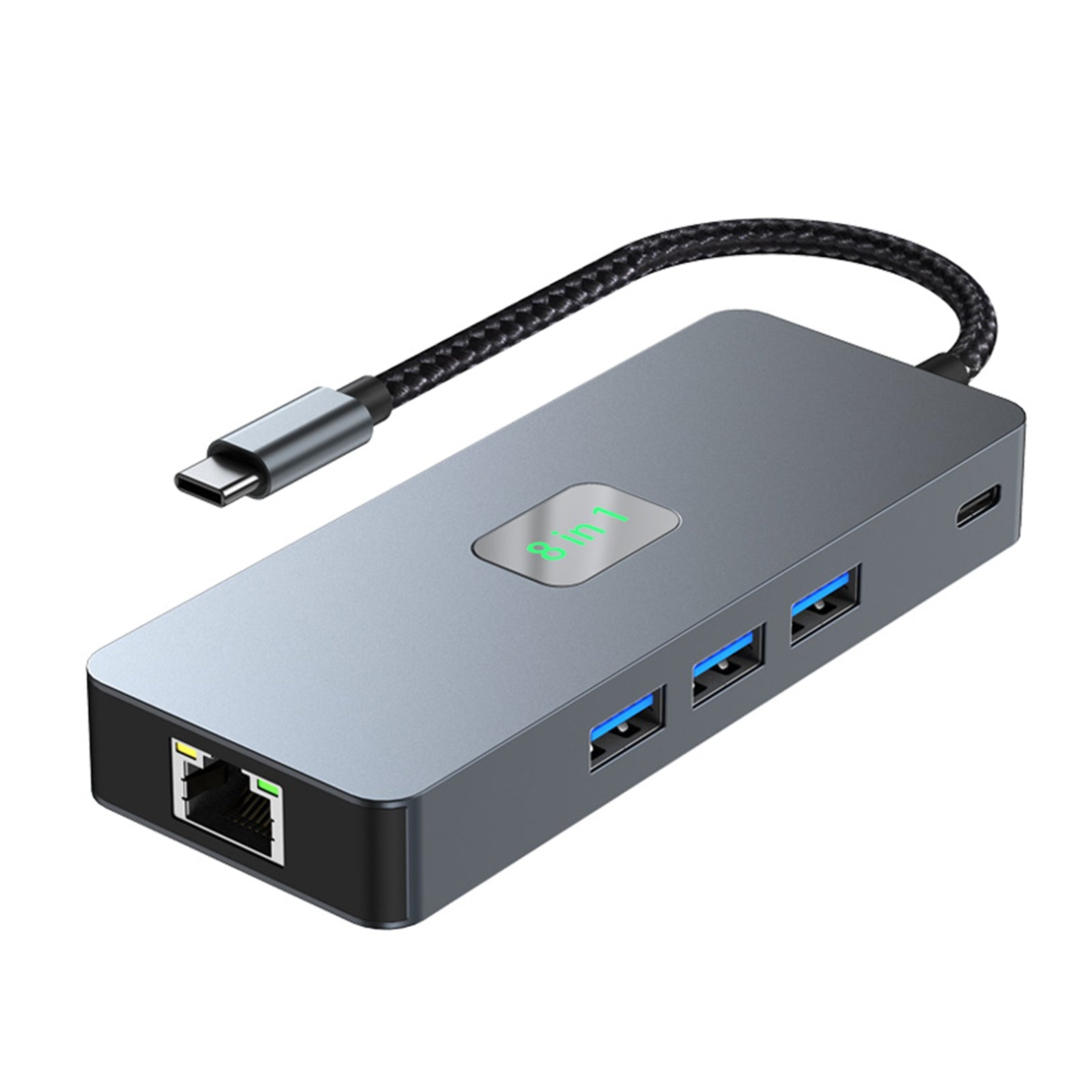 Adaptador de concentrador de interfaz 8 en 1 TYPE-C a RJ45 Gigabit USB 3.0 HDMI DP PD100W