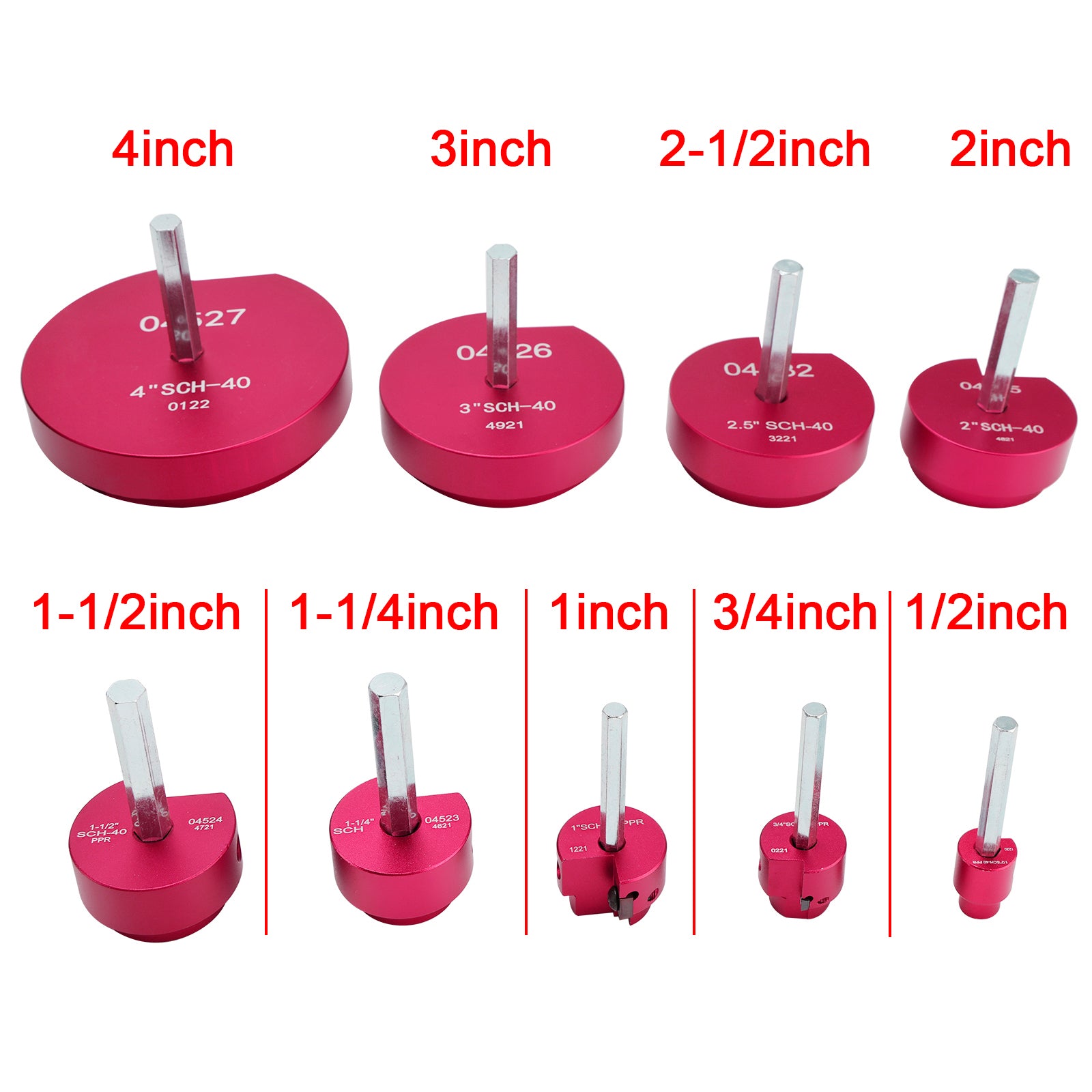 9-delige PVC-buisruimerset - Hulpstuk voor het reinigen van fittingen - Voor boren 1/2"