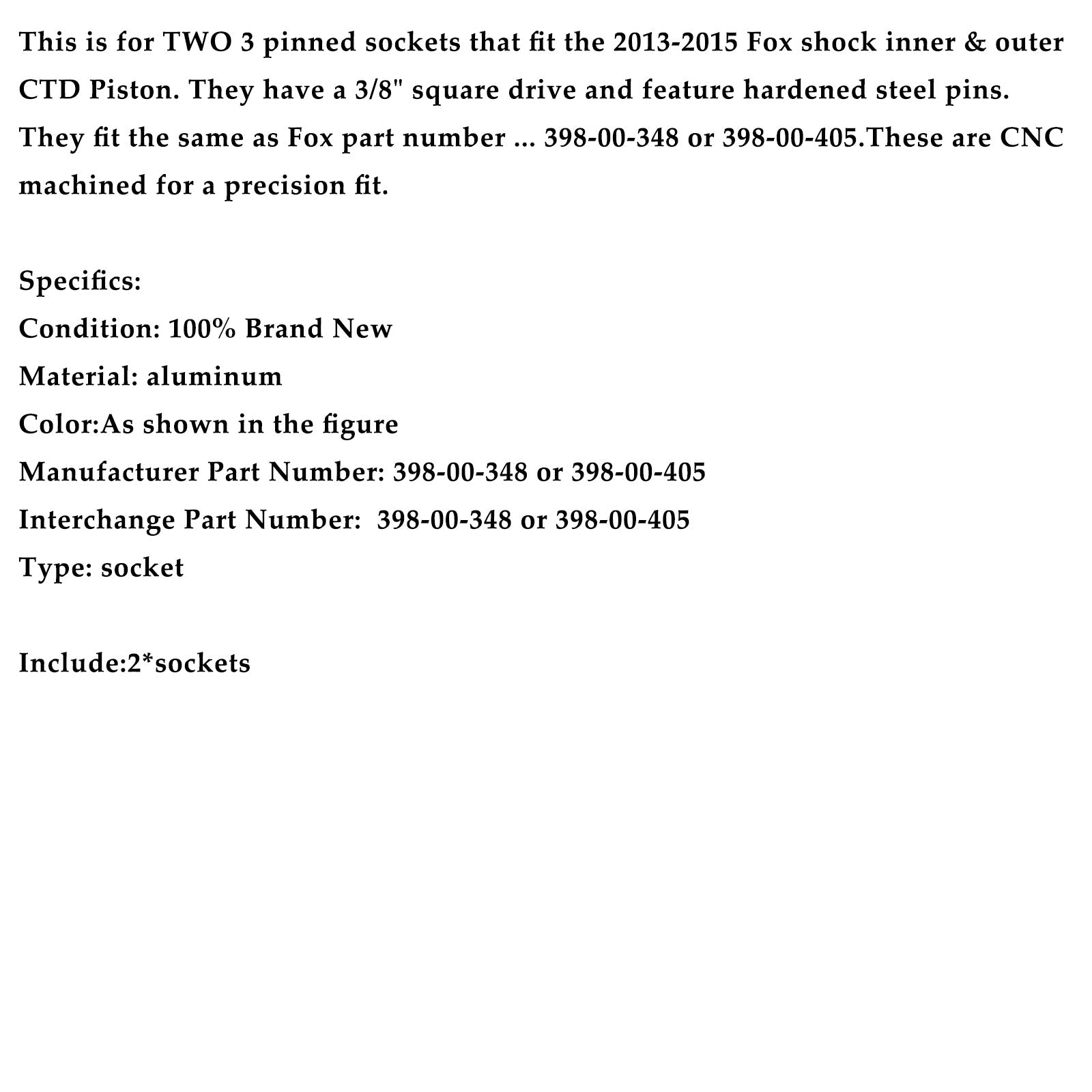 Juego de pistones CTD de 3 pines - Bujes interiores y exteriores 398-00-348 y 398-00-504 para Fox