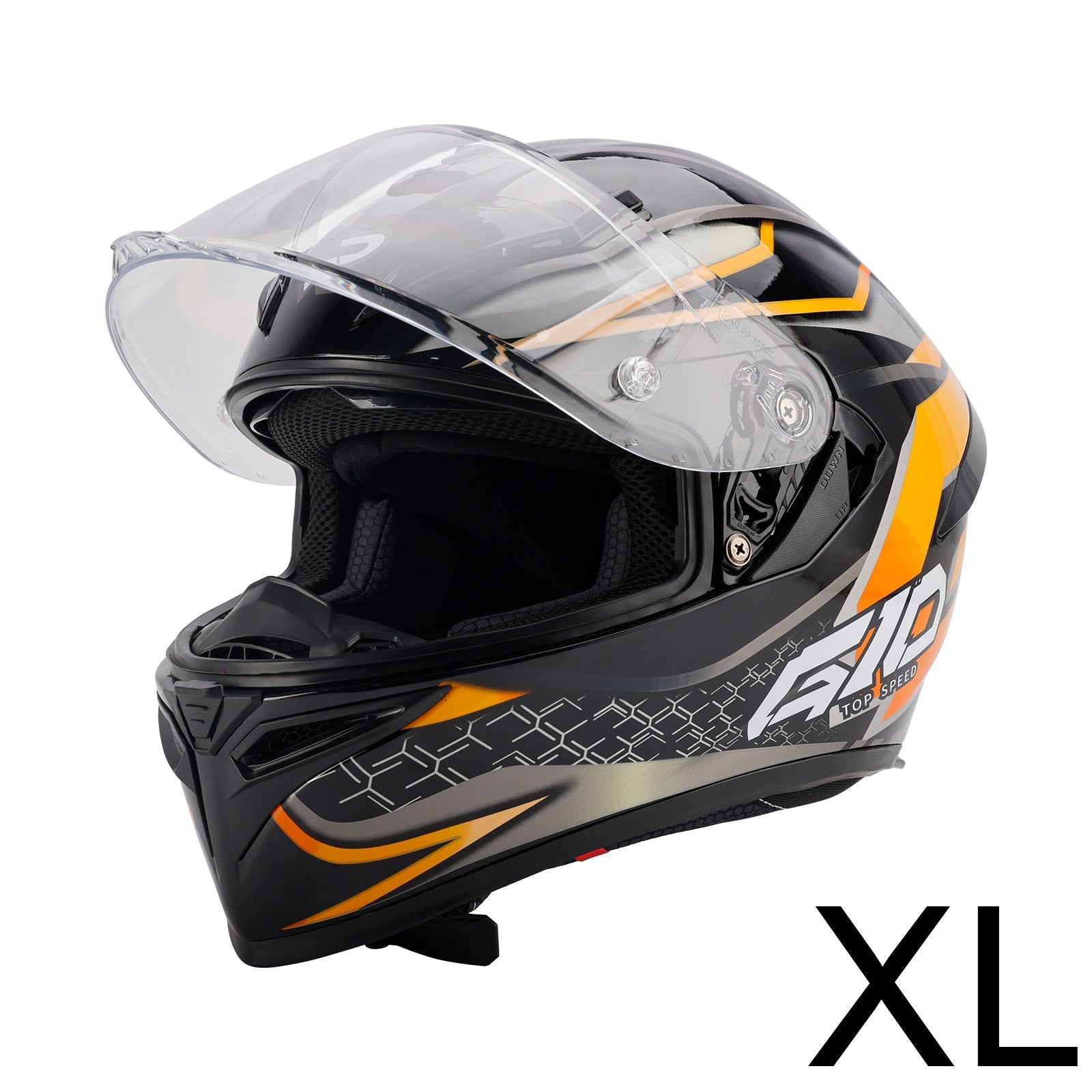 Casque moto intégral DOT pour adulte, orange
