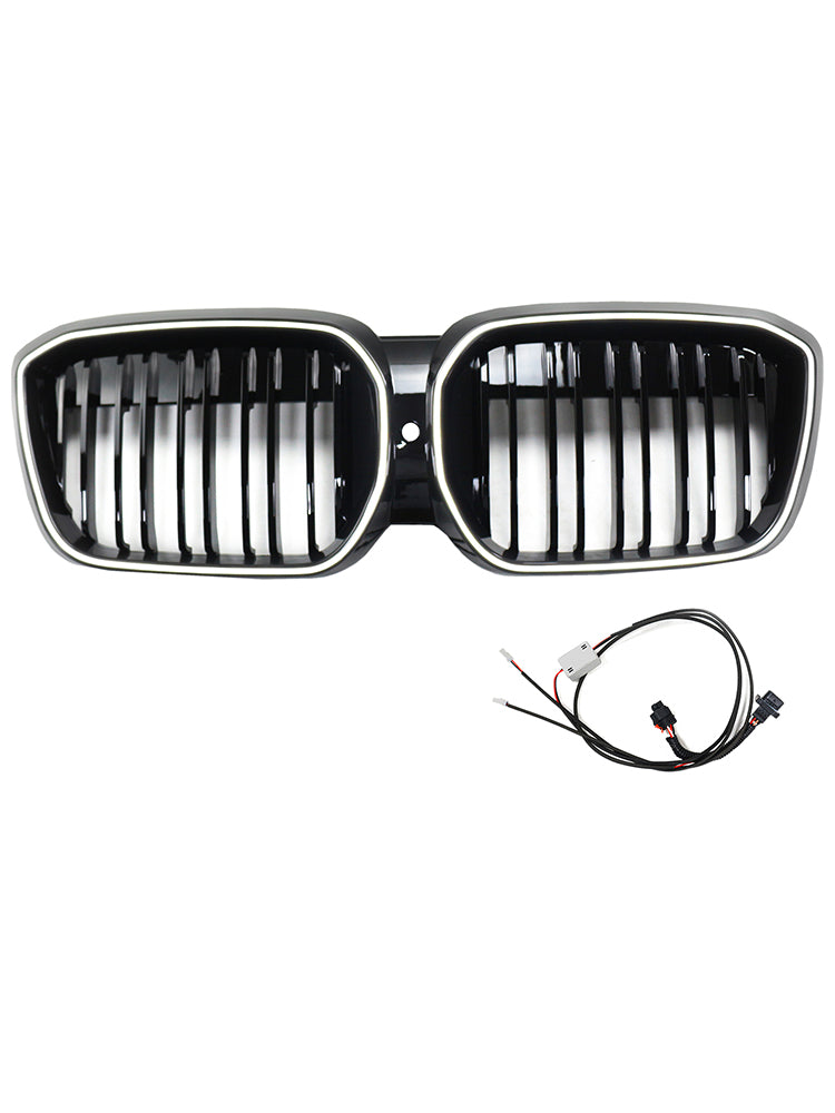 Grille de calandre avant noire à double lamelles pour BMW IX3 G08 LCI 2022-2024