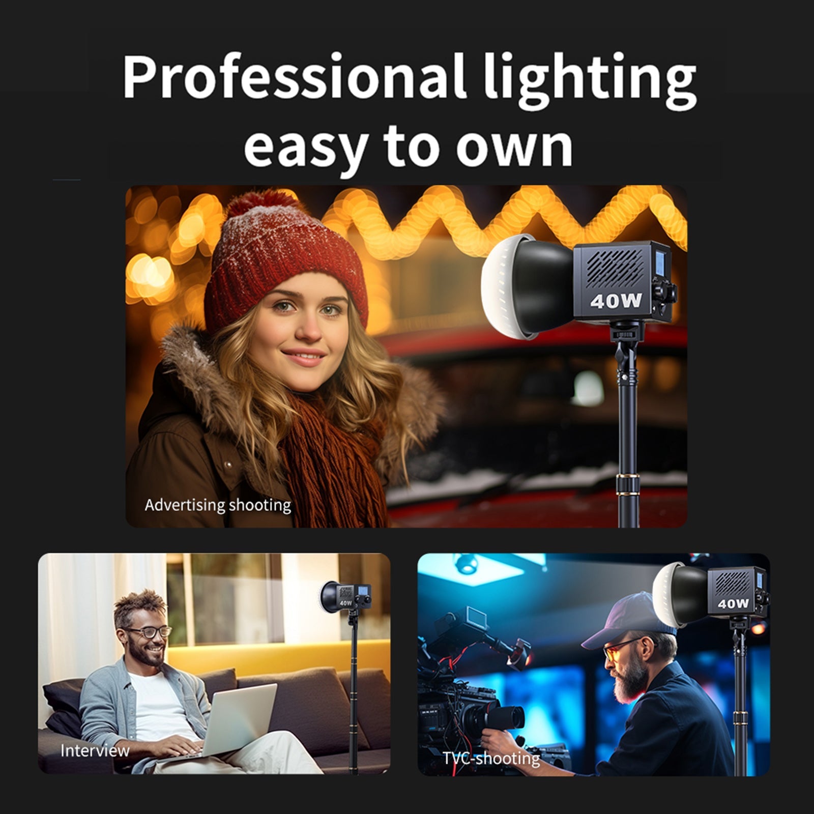 40W krachtige COB-fotografielamp M60 LED-buitenlamp op zonne-energie