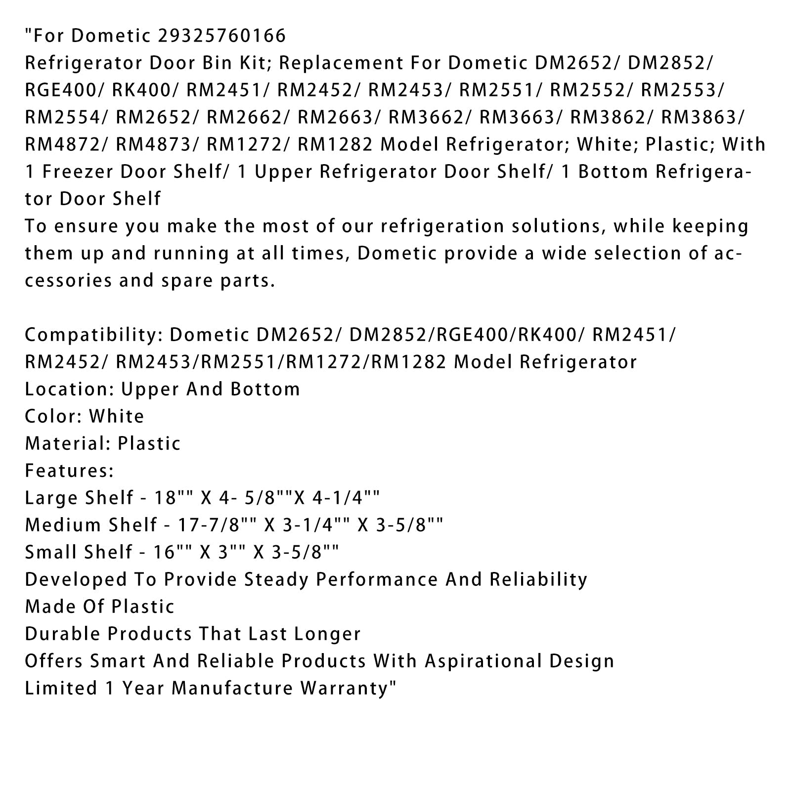 Komplet za nadomestni komplet domičnih hladilnikov (zgornja/spodnja polica) 29325760166