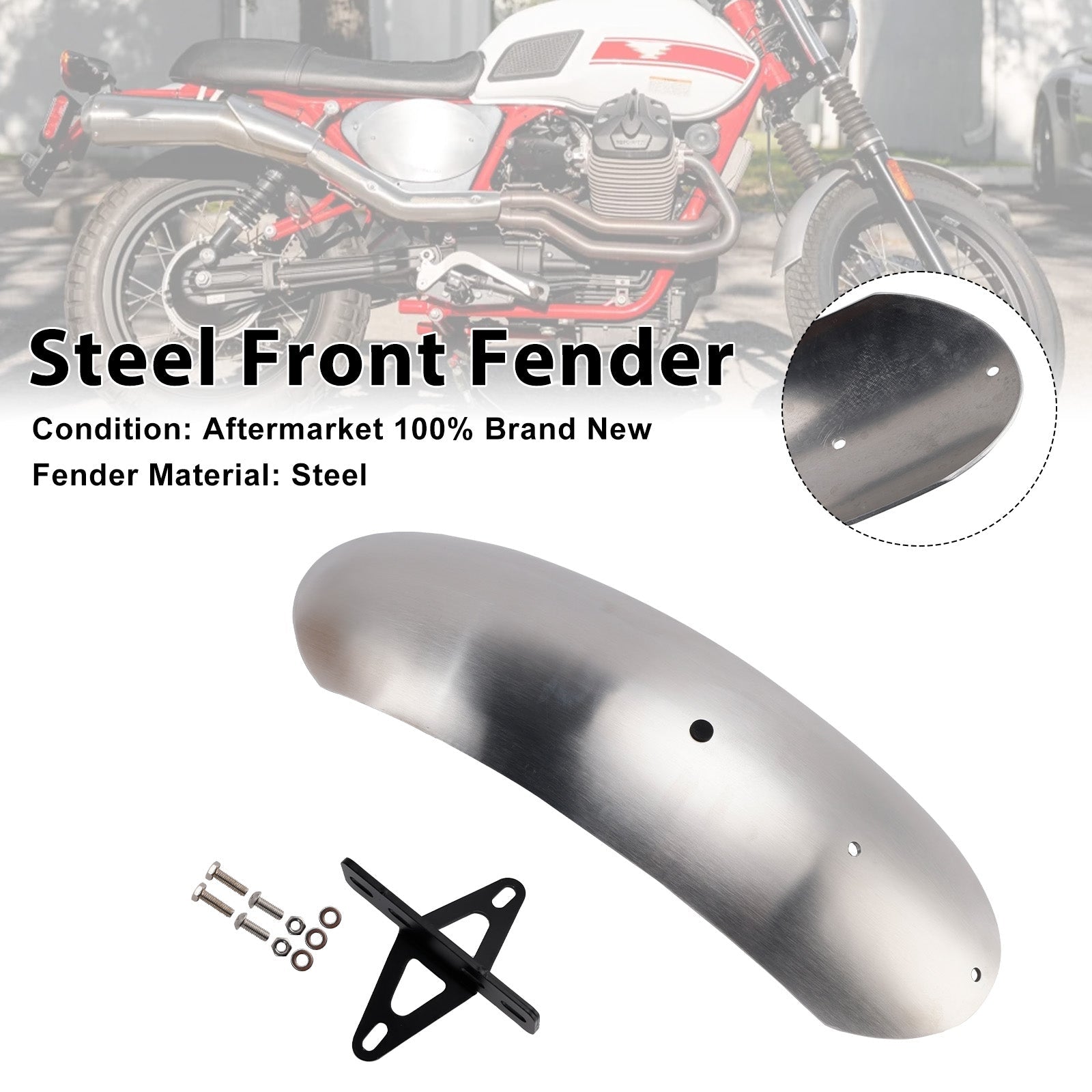 Garde-boue avant en acier compatible avec MOTO GUZZI V7 II Stone Classic Special 10-16