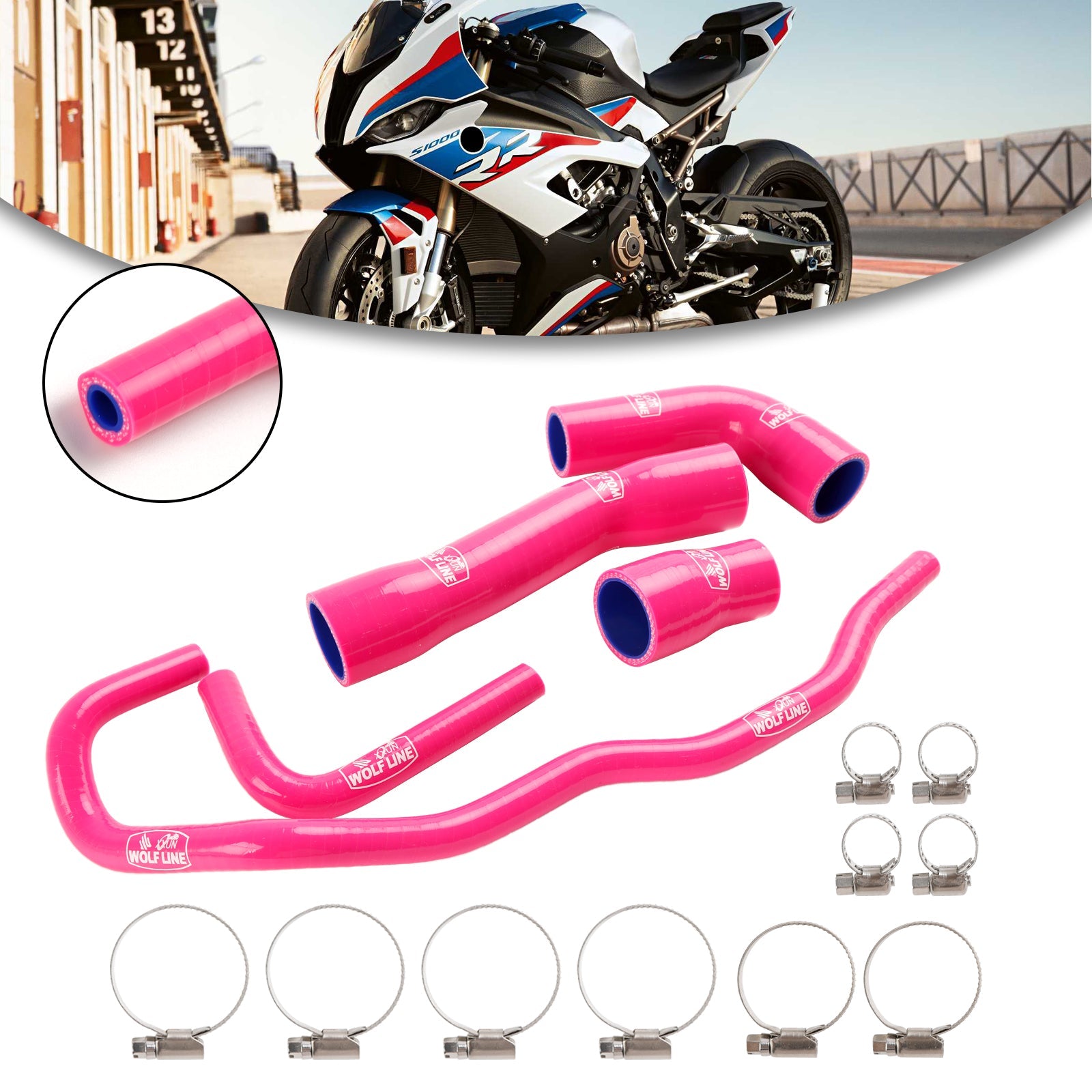 Kit de durites de refroidissement en silicone pour radiateur BMW S1000RR 2019-2023