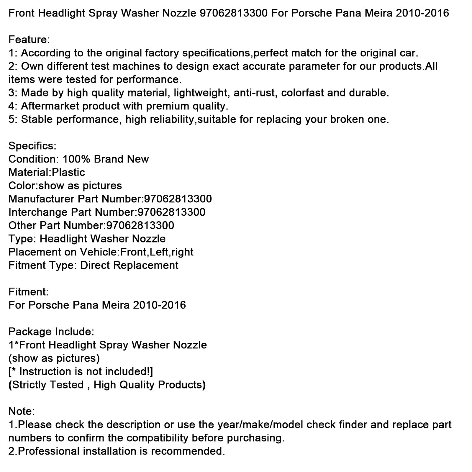 Dysza spryskiwacza reflektorów Porsche Pana Meira 2010-2016, 97062813300
