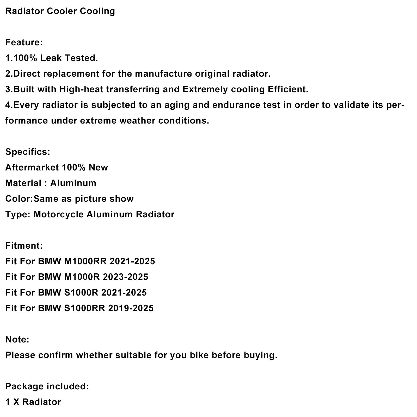 Enfriador de radiador para motor BMW M1000RR (2021-2025)