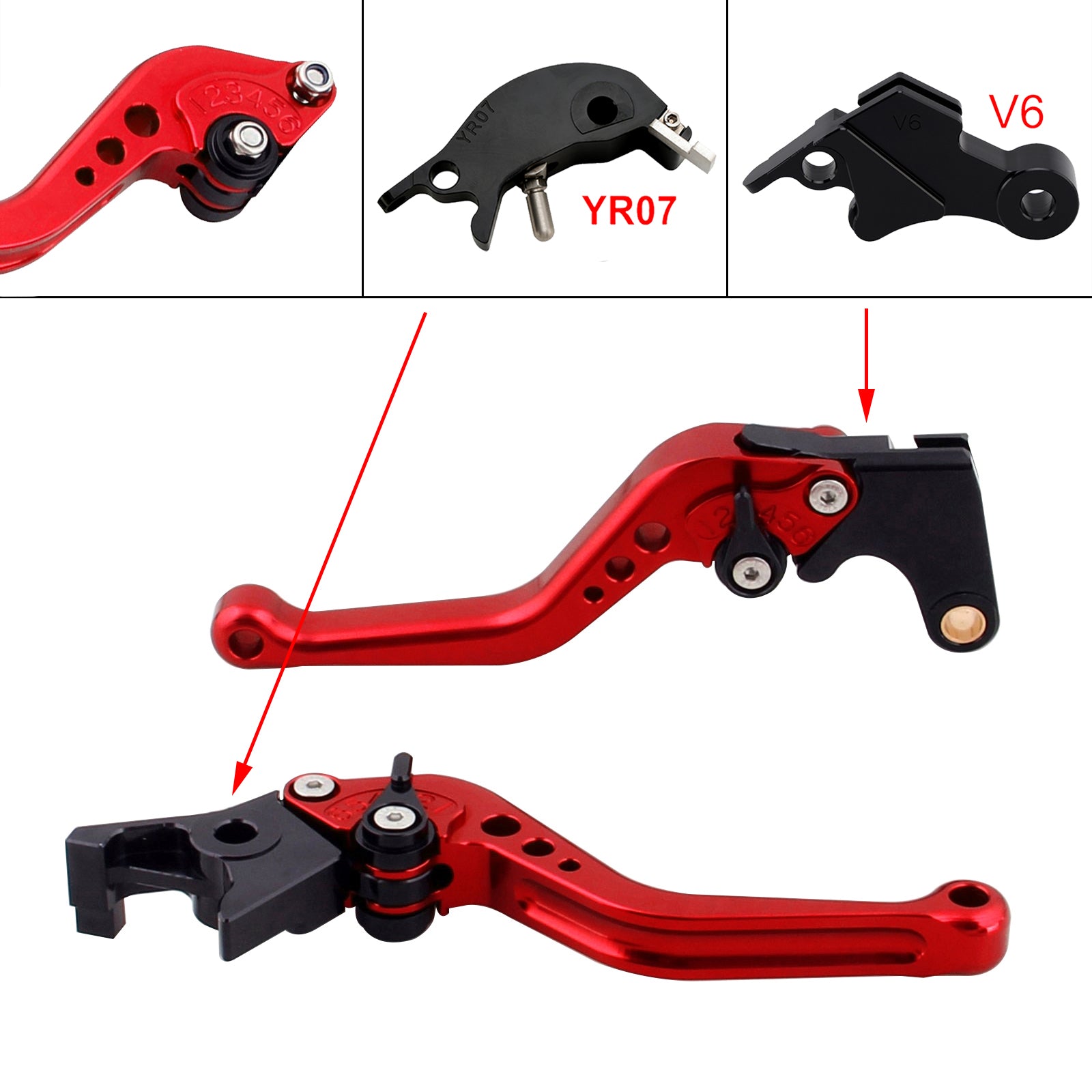 Nouveau levier de frein et d'embrayage court compatible avec YAMAHA XSR900 XSR900GP MT-09 MT-09SP 24-25