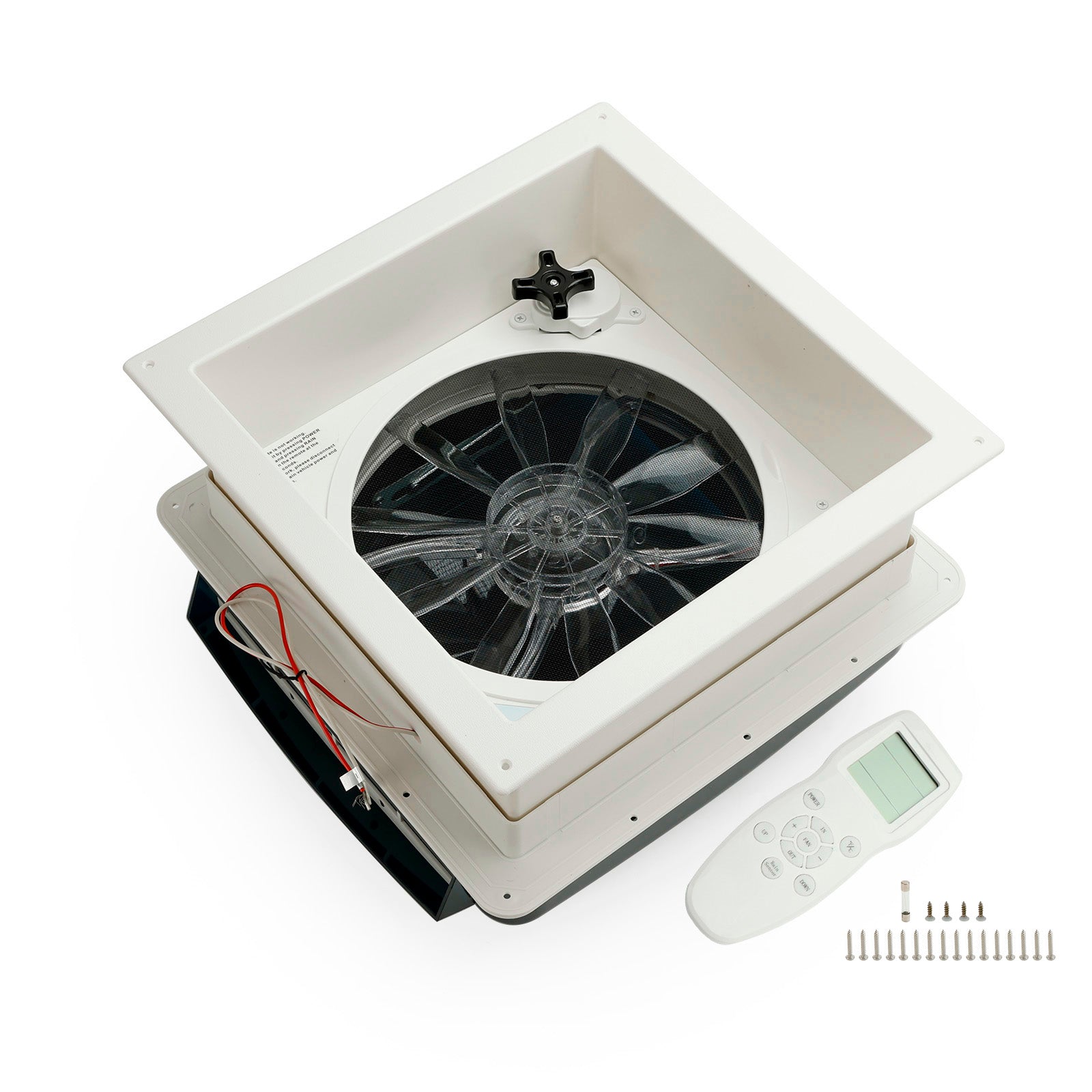 Ventilatore da tetto per roulotte da 14 pollici con lucernario e telecomando 12V, 10 velocità