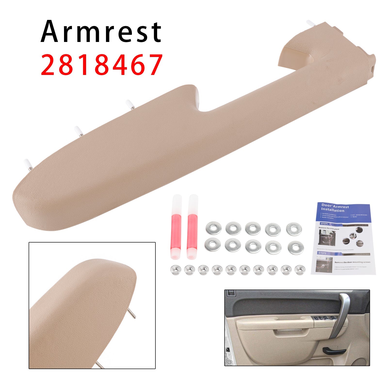 Kit de réparation d'accoudoir avant gauche compatible avec Chevy Silverado 1500 2500HD 3500HD 10-2014