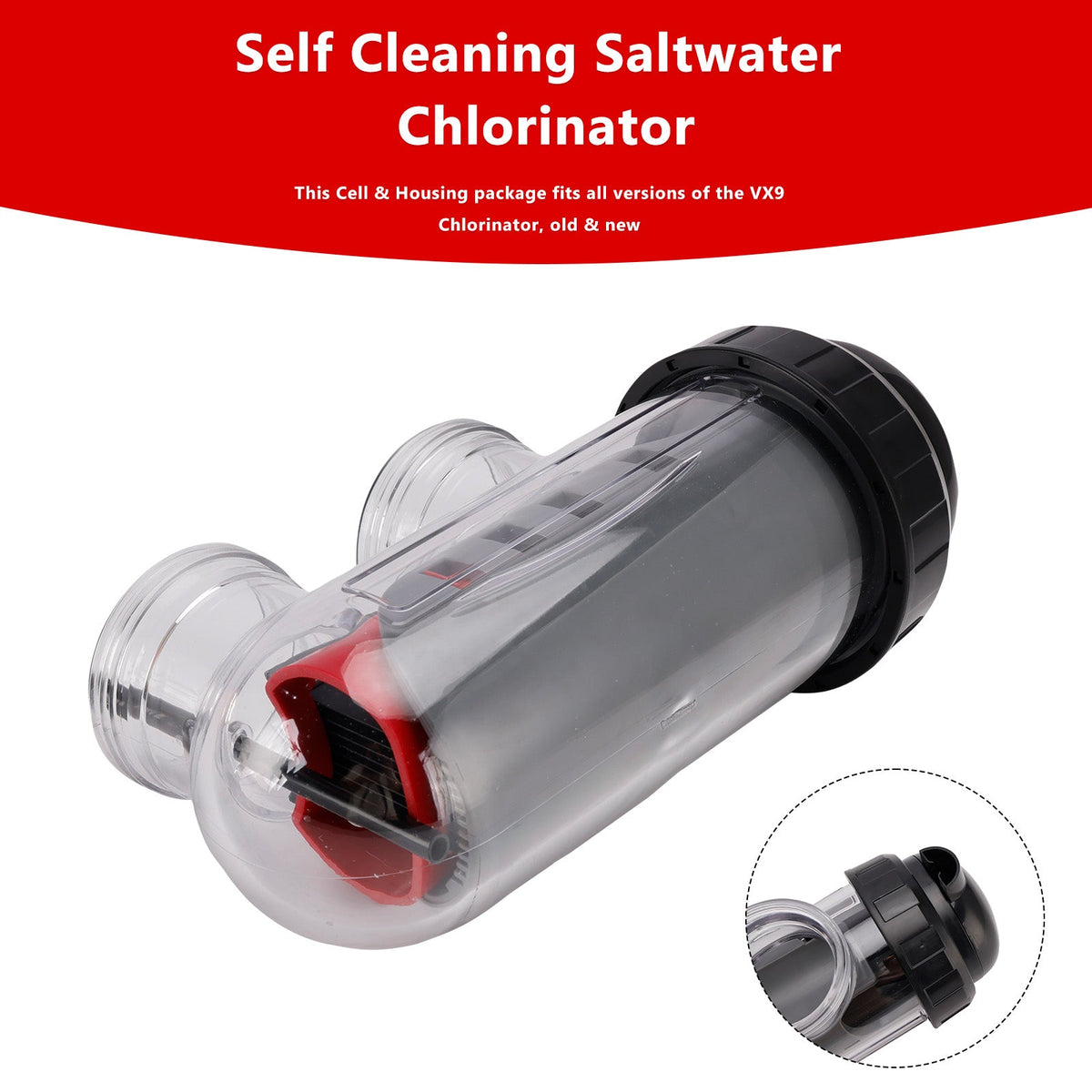 Vervangingscel voor zoutwaterchlorinator met behuizing voor Astral/Hurlcon VX9/E35