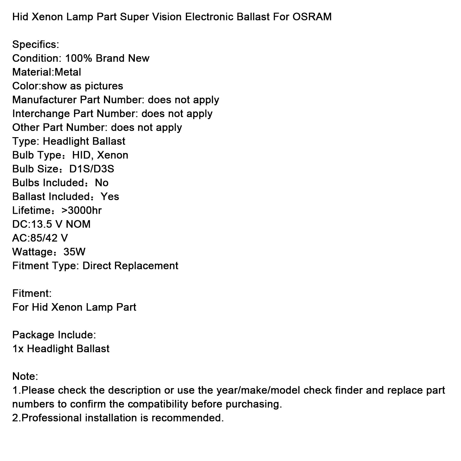 Ballast électronique Super Vision pour lampe au xénon HID