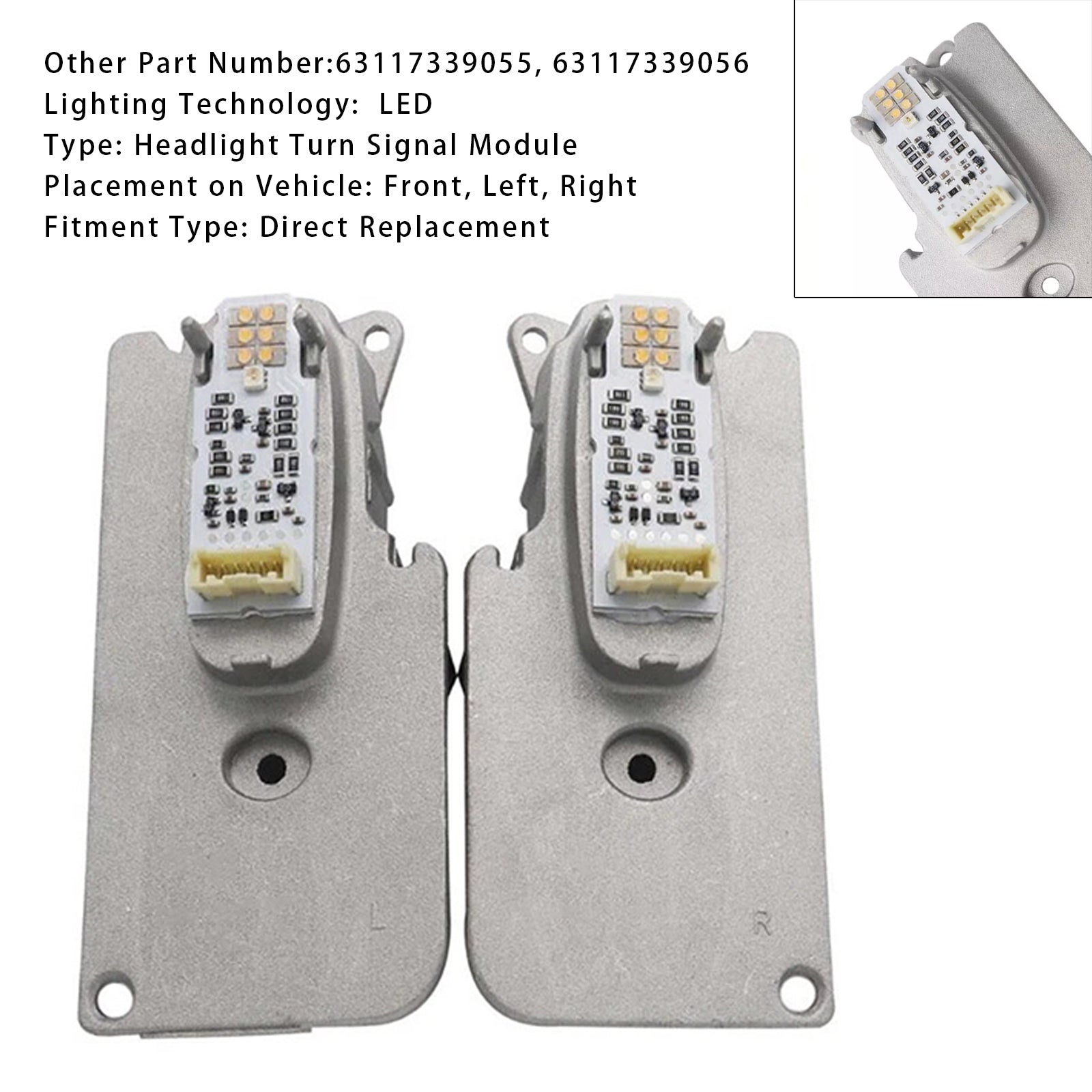 Lot de 2 modules de phares à LED 63117339055-56 pour BMW Série 7 F01 F02 LCI