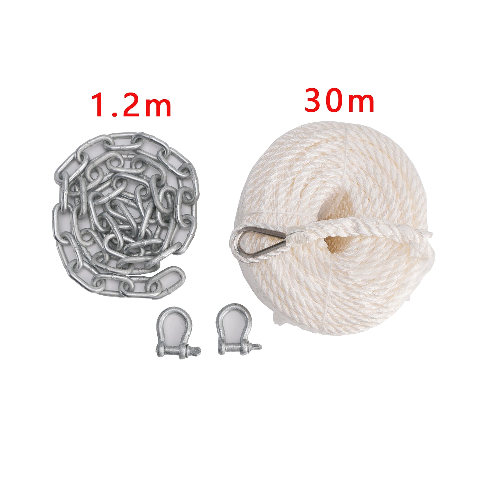 Komplet d&13 lb pocinkano sidro za čoln, drsno sidro, srebrna veriga in vrv za čoln 13 lb