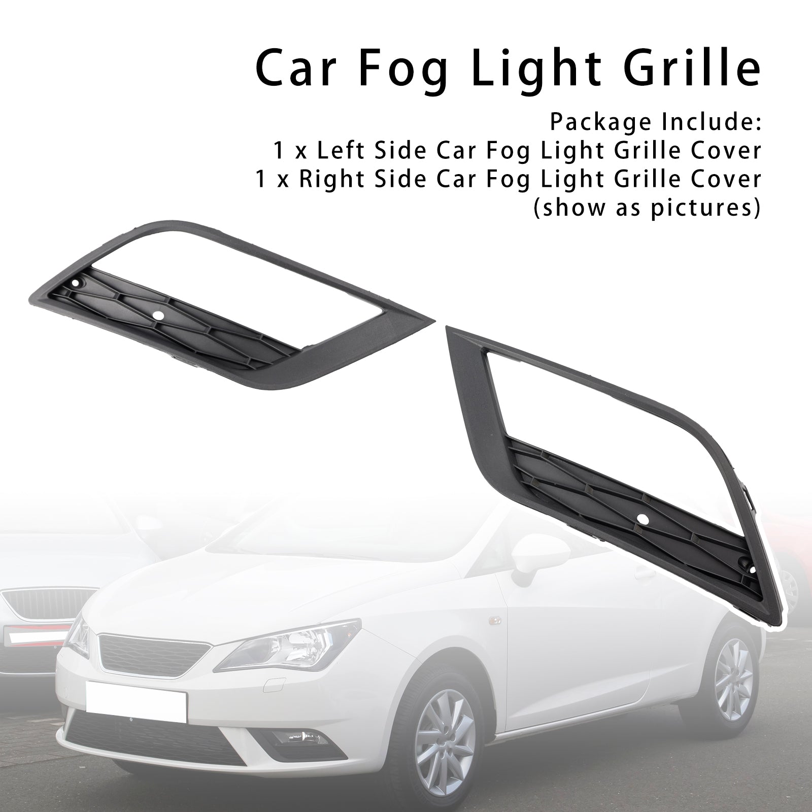 Grilles de phares antibrouillard pour pare-chocs avant de voiture Seat Ibiza MK4 2013-2016 6J0853665F 6J0853666F