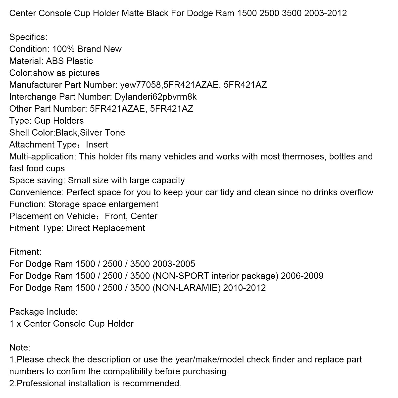 Ympyräpidike keskuskonsolille, Matt Black, Dodge Ram 1500, 2500 ja 3500 (2003-2012)