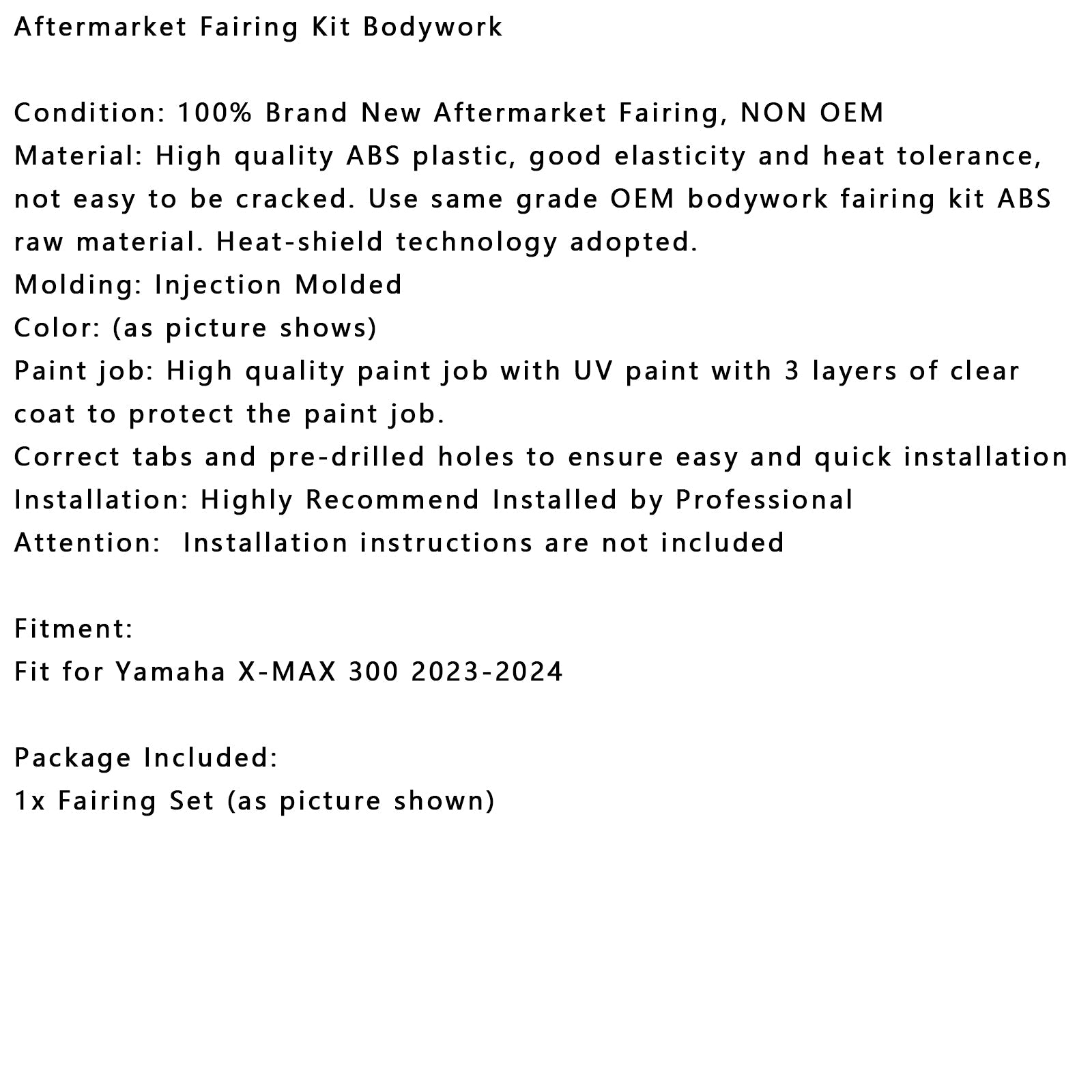 Kitting and Bodywork Kit inyectado para Yamaha X-Max 300 XMAX 2023-2024