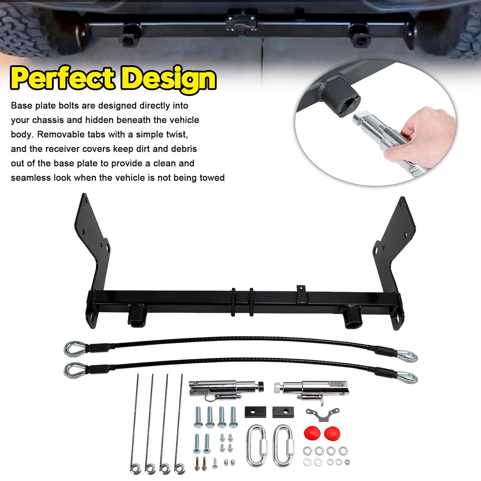 Staffa per piastra base barra di traino BX1139 per Jeep Wrangler JL JLU (tutti i modelli) 2018-2025