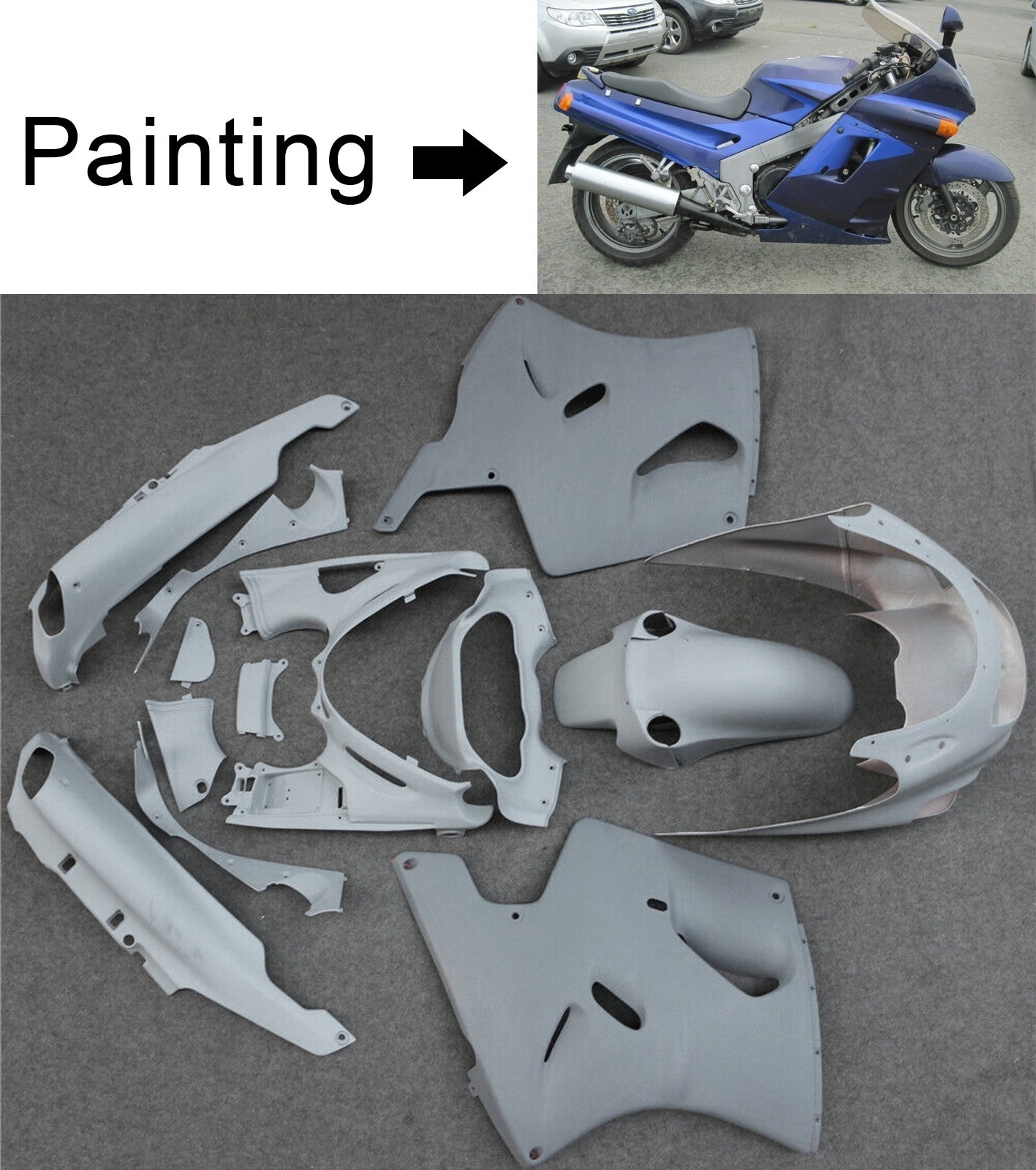 Kit de carénage par injection en plastique, carrosserie compatible avec la Kawasaki ZZR1100 1993-2003
