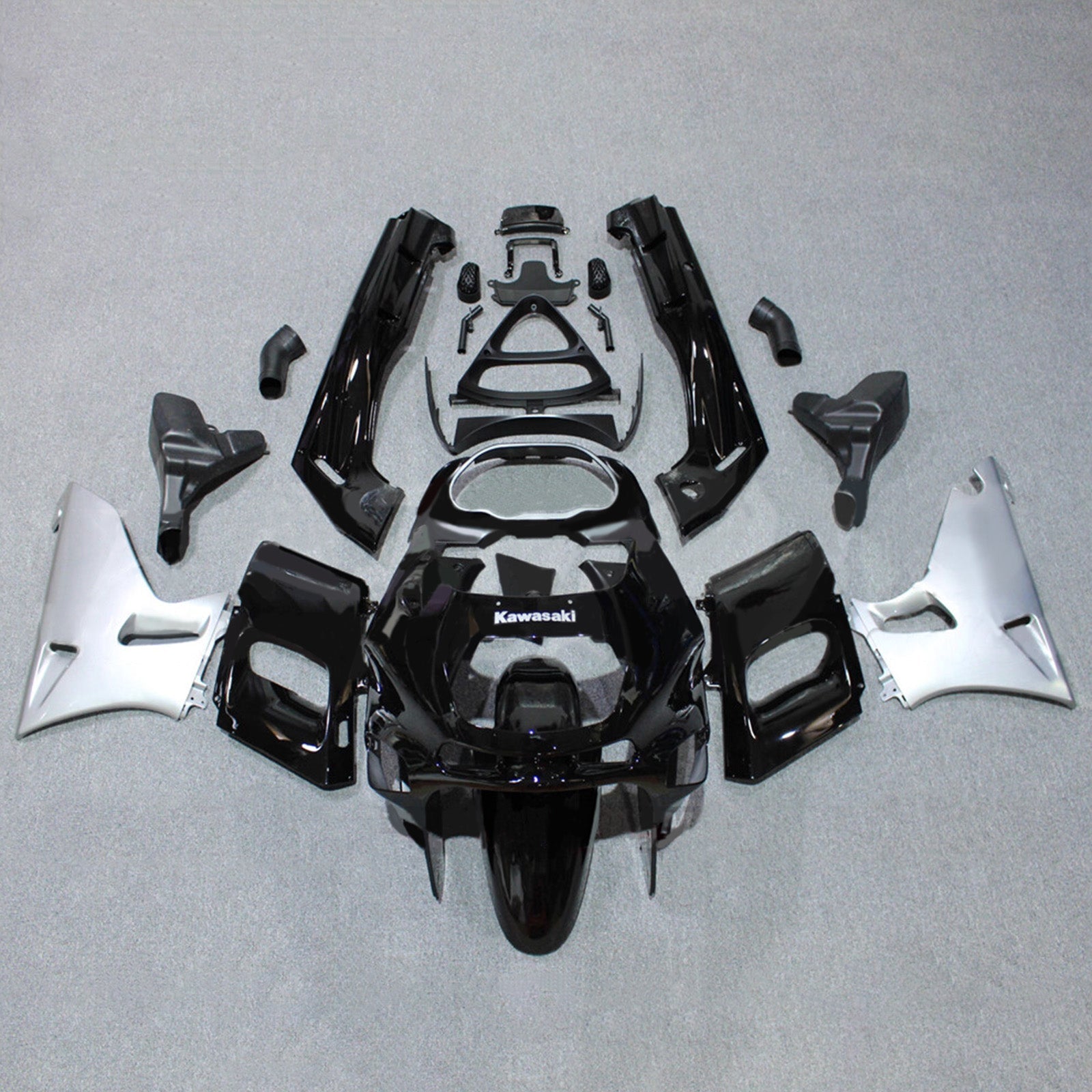 ABS-muovinen ruiskutettu suojasarja, joka on yhteensopiva Kawasaki ZZR400 1993-2007 ja ZZR600 1998-2003 kanssa