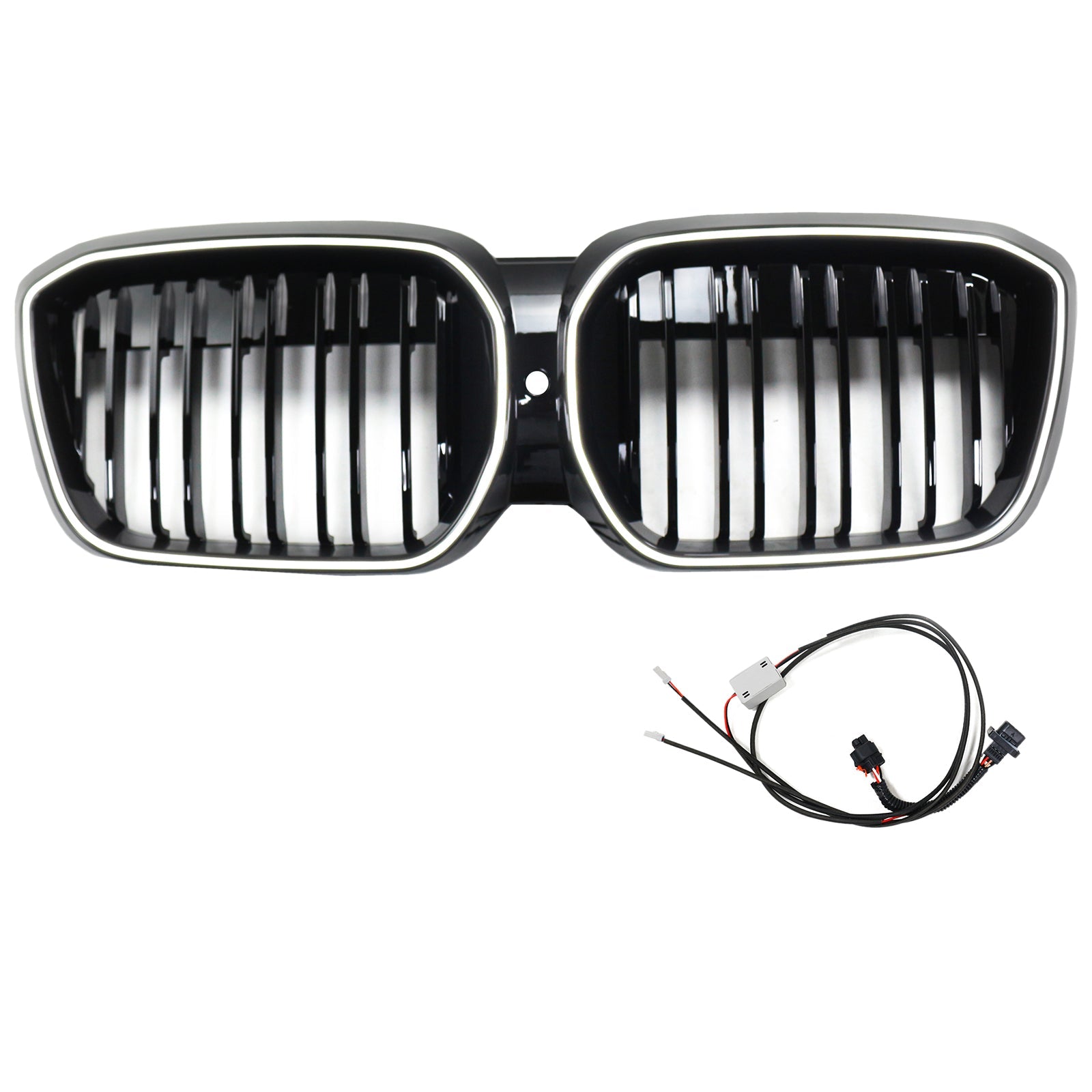 Grille de calandre avant noire à double lamelles pour BMW IX3 G08 LCI 2022-2024