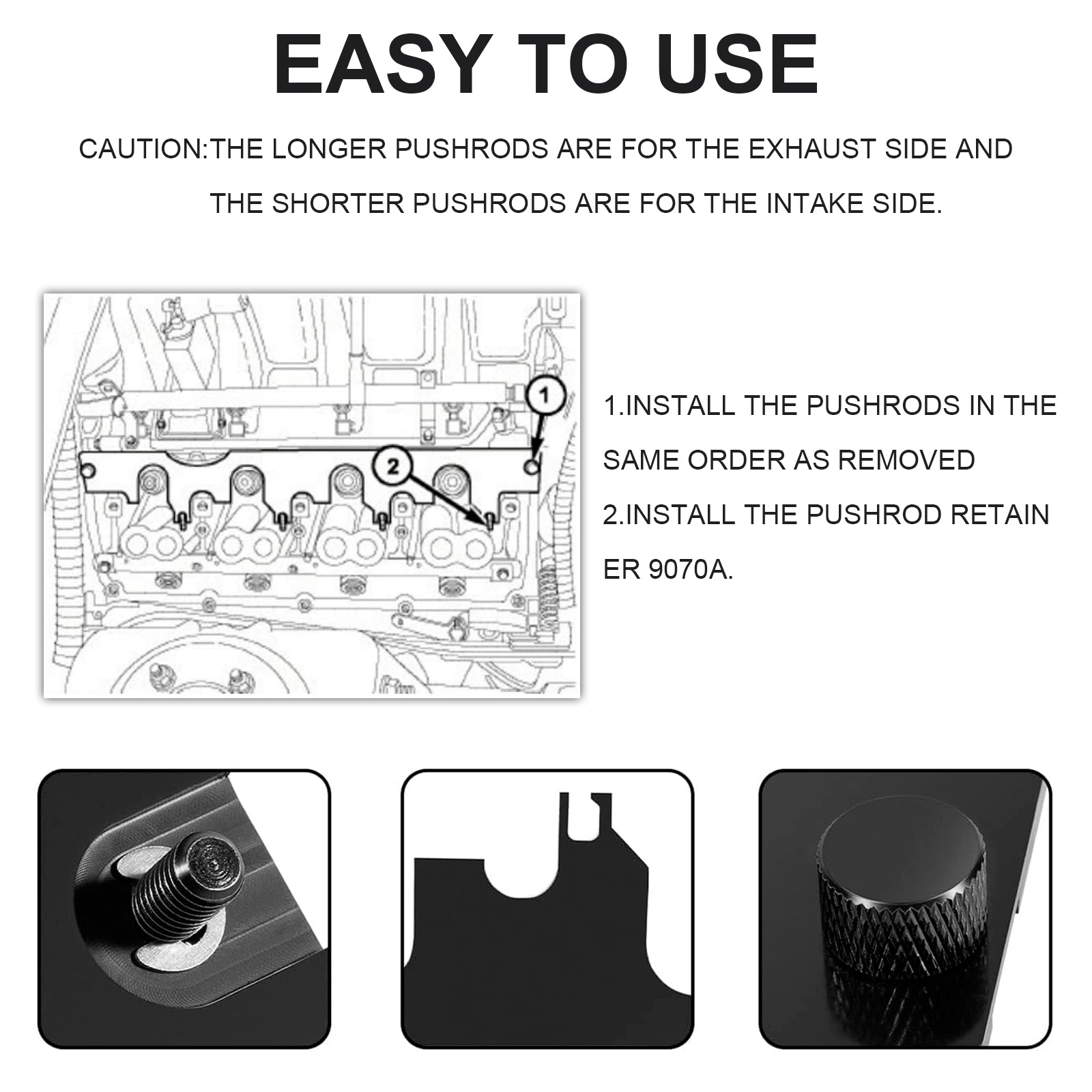 Retenedor de varilla de empuje 9070A para el'instalación del'conjunto de' lado de admisión del balancín