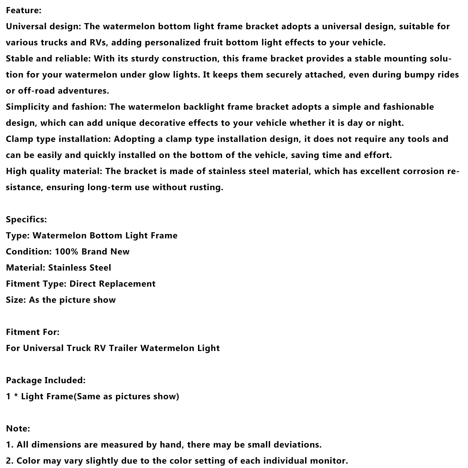 Universele ondersteuning voor verlichting Luminous frame voor camper -trailer, ondersteuning van universele pincet