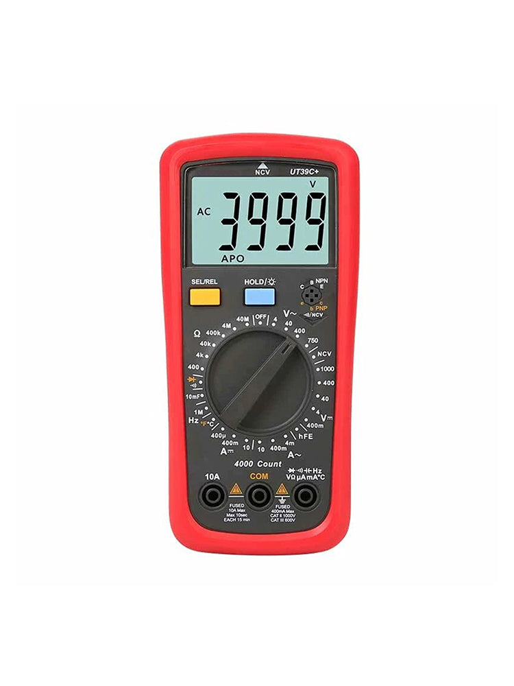 UT39C+ digitale multimeter: AC/DC voltmeter, diode- en condensatortester.