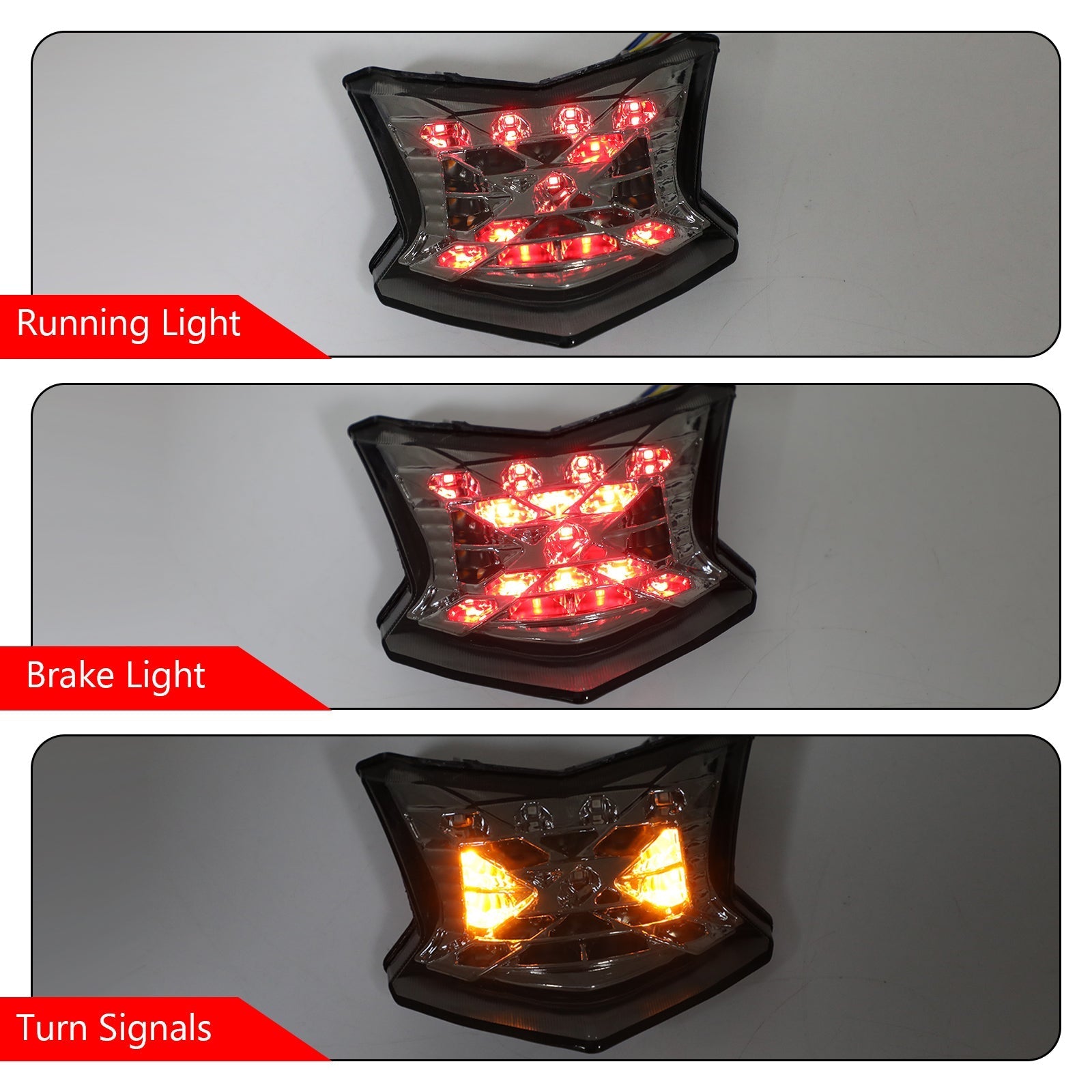 Clignotants de frein à LED feu arrière pour Kawasaki Z650 Ninja 650 Z900 17-19 argent générique