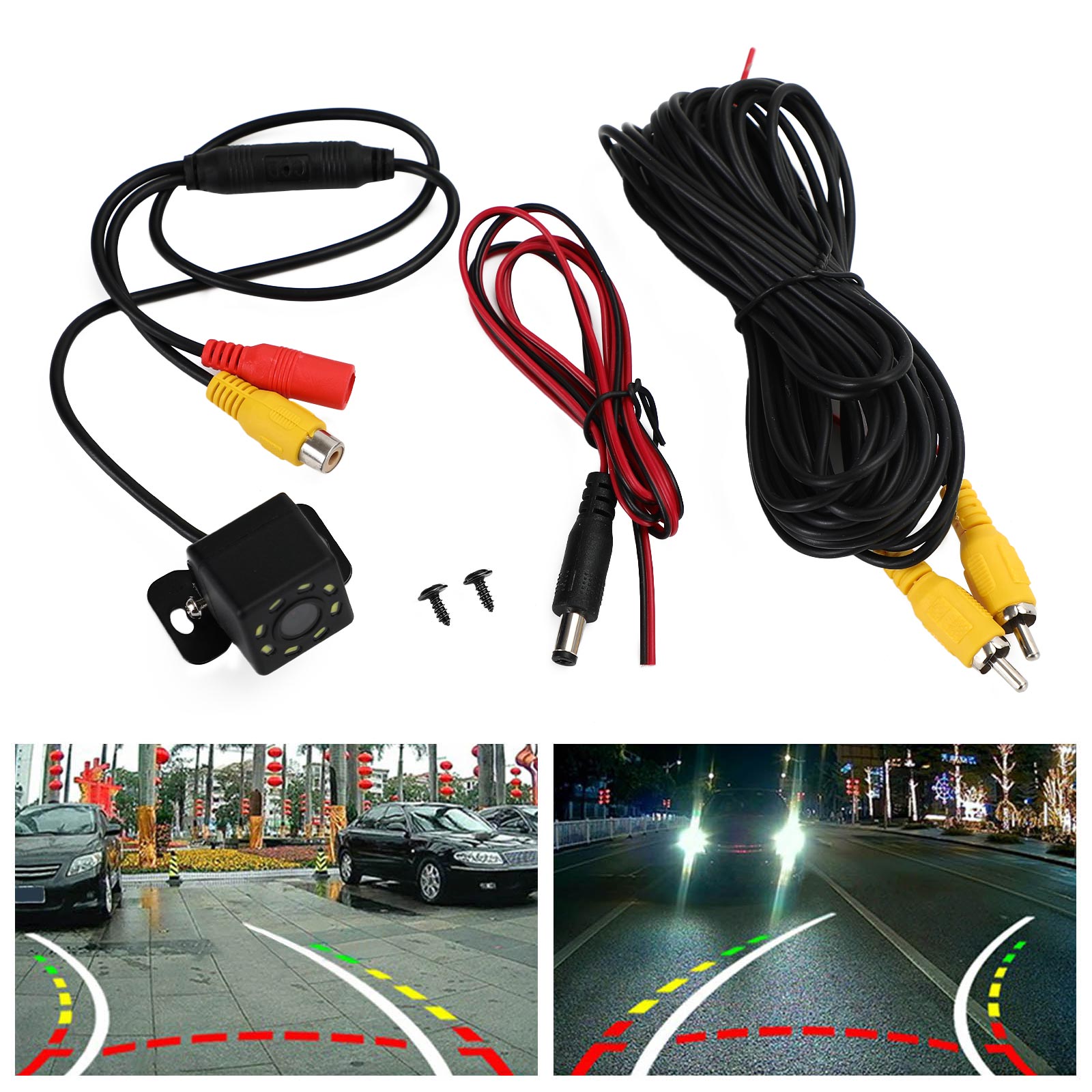 Telecamera per retromarcia per auto con linea di parcheggio a traiettoria dinamica Vista notturna a 8 LED
