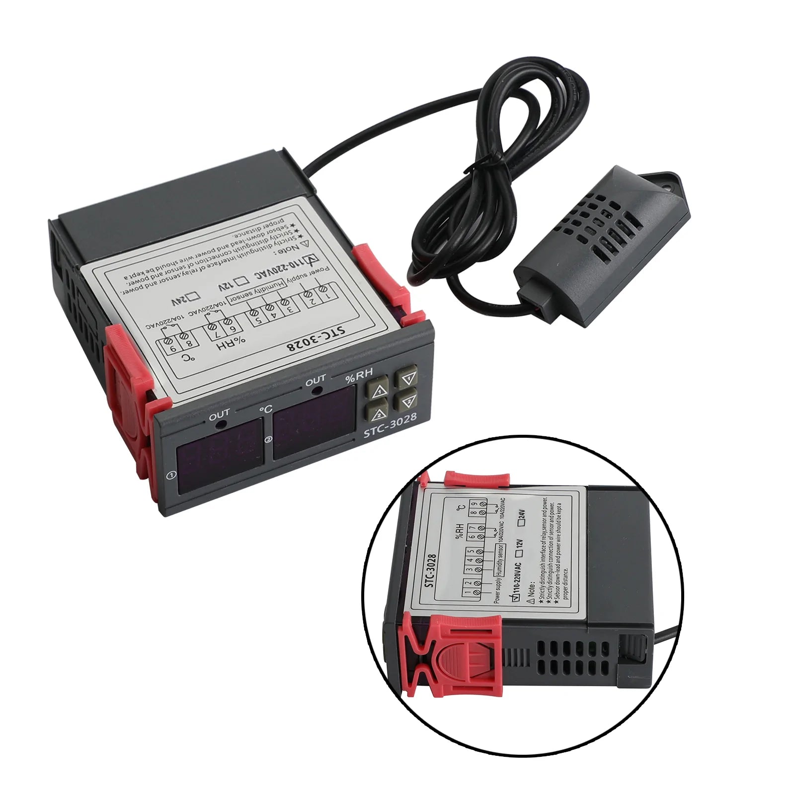 Termostato STC-3028 + Controlador de humedad de la temperatura digital de doble muestra